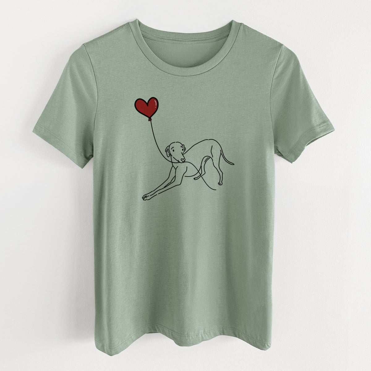 Italian Greyhound Heart String- Women's Lightweight Relaxed Fit 100% Cotton Crewneck