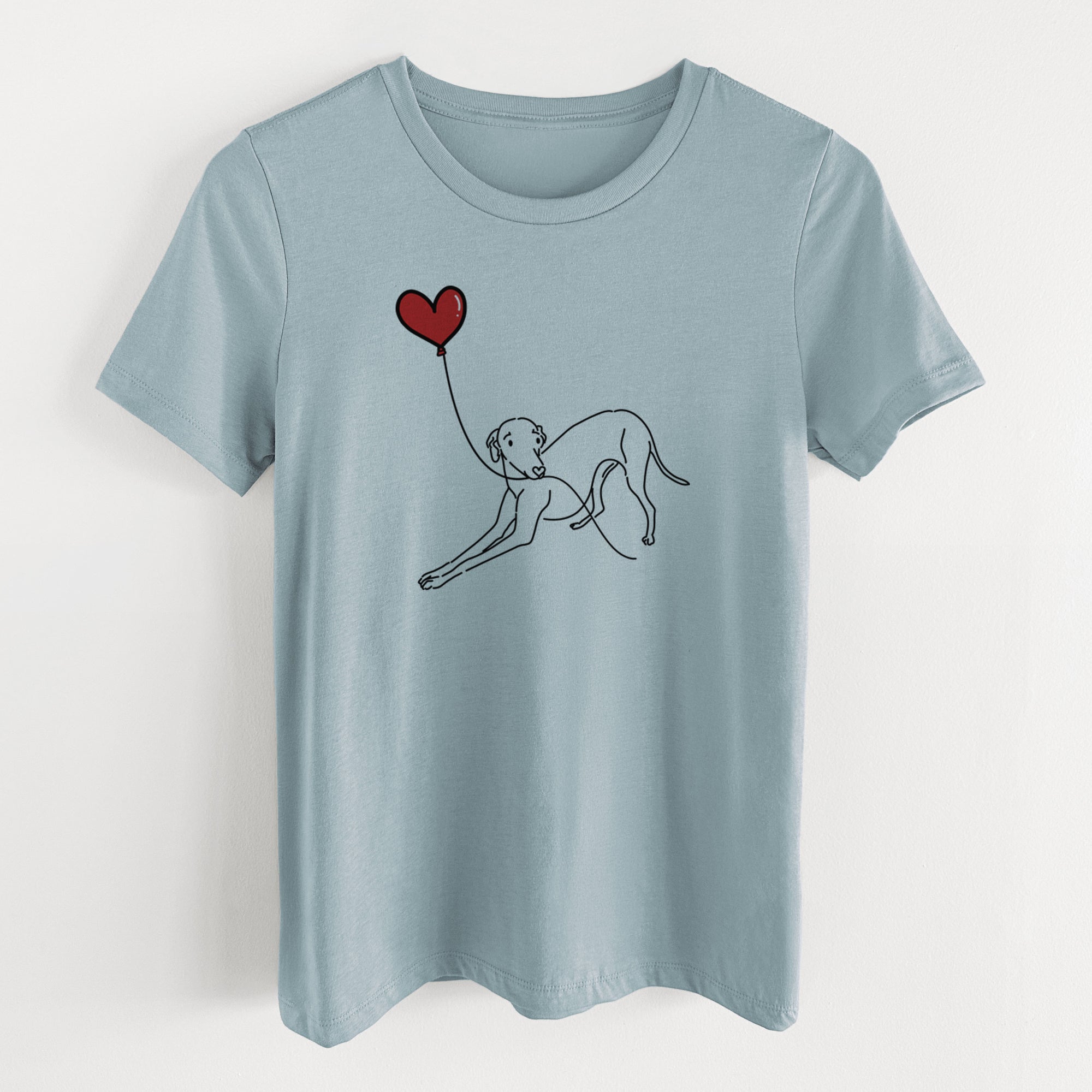 Italian Greyhound Heart String- Women's Lightweight Relaxed Fit 100% Cotton Crewneck