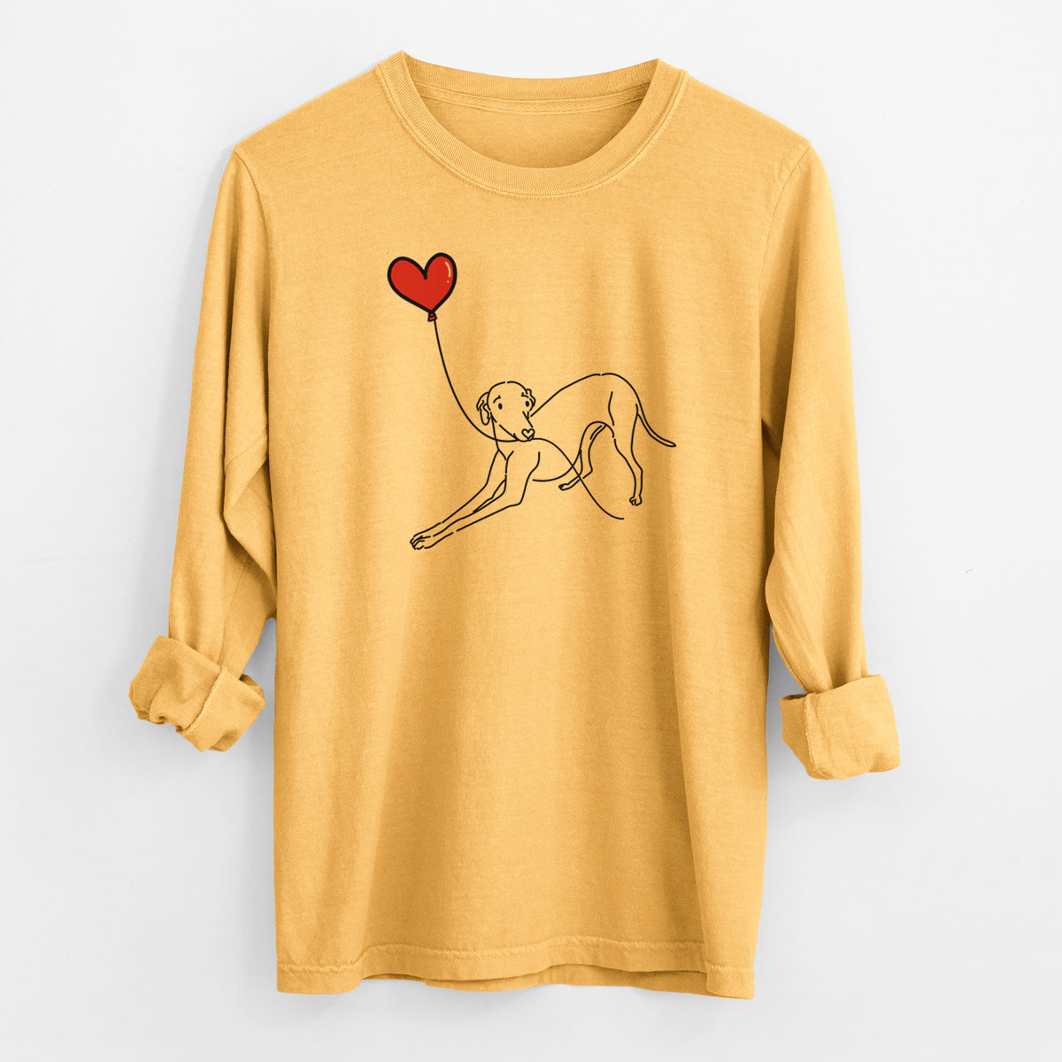 Italian Greyhound Heart String - Men's Heavyweight 100% Cotton Long Sleeve