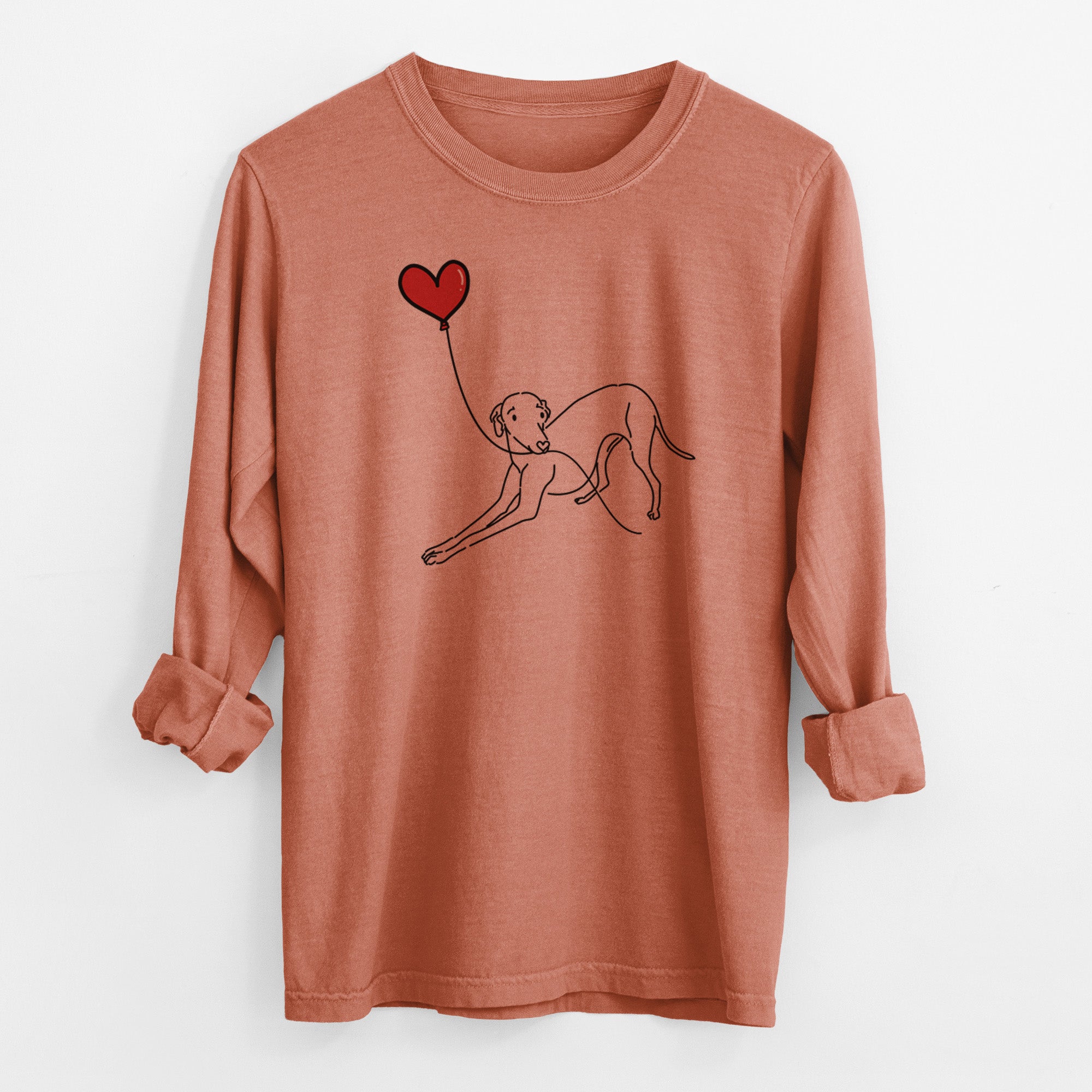 Italian Greyhound Heart String - Men's Heavyweight 100% Cotton Long Sleeve