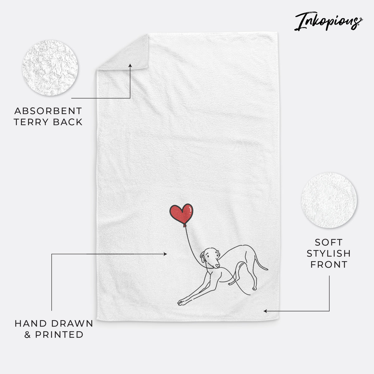 Italian Greyhound Heart String -  Hand Towel