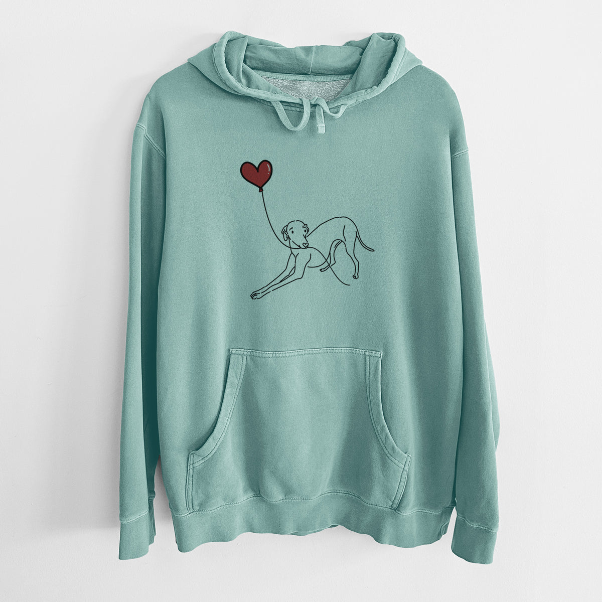 Italian Greyhound Heart String - Unisex Pigment Dyed Hoodie