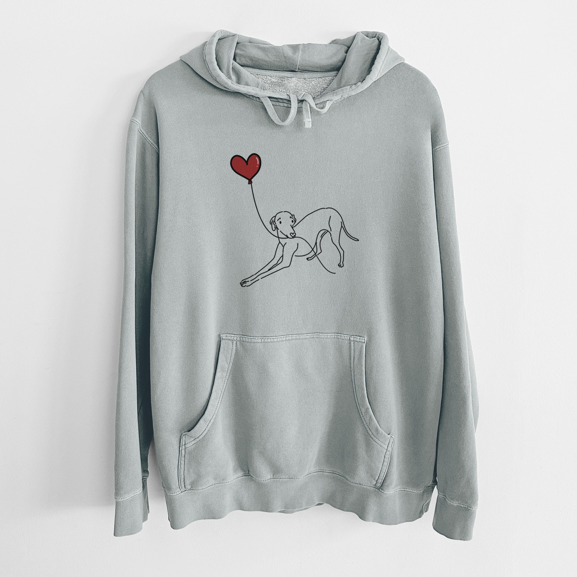 Italian Greyhound Heart String - Unisex Pigment Dyed Hoodie