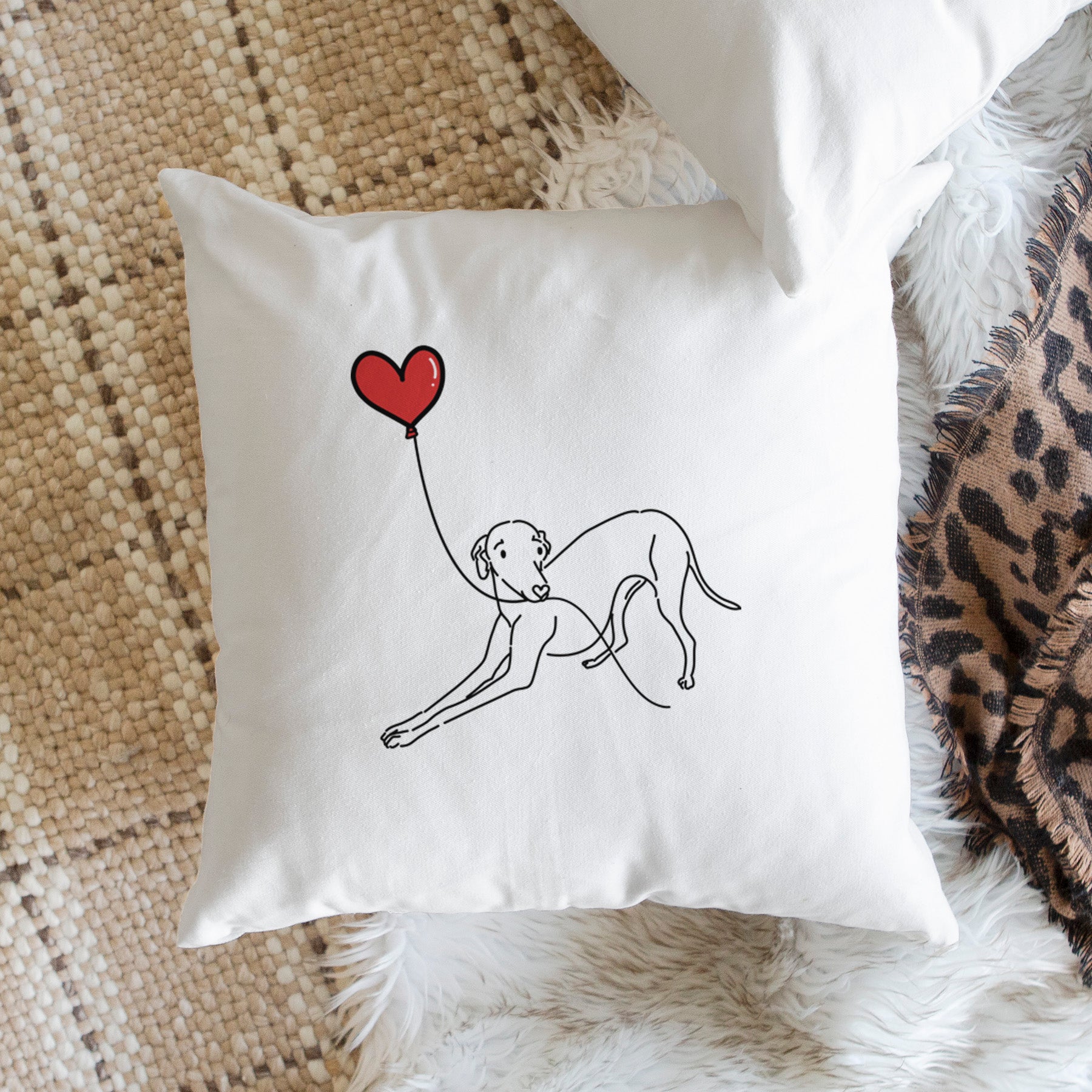 Italian Greyhound Heart String - Throw Pillow Cover