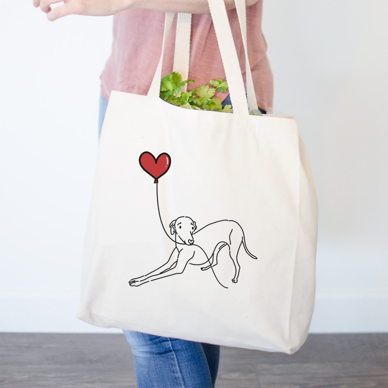 Italian Greyhound Heart String- Tote Bag