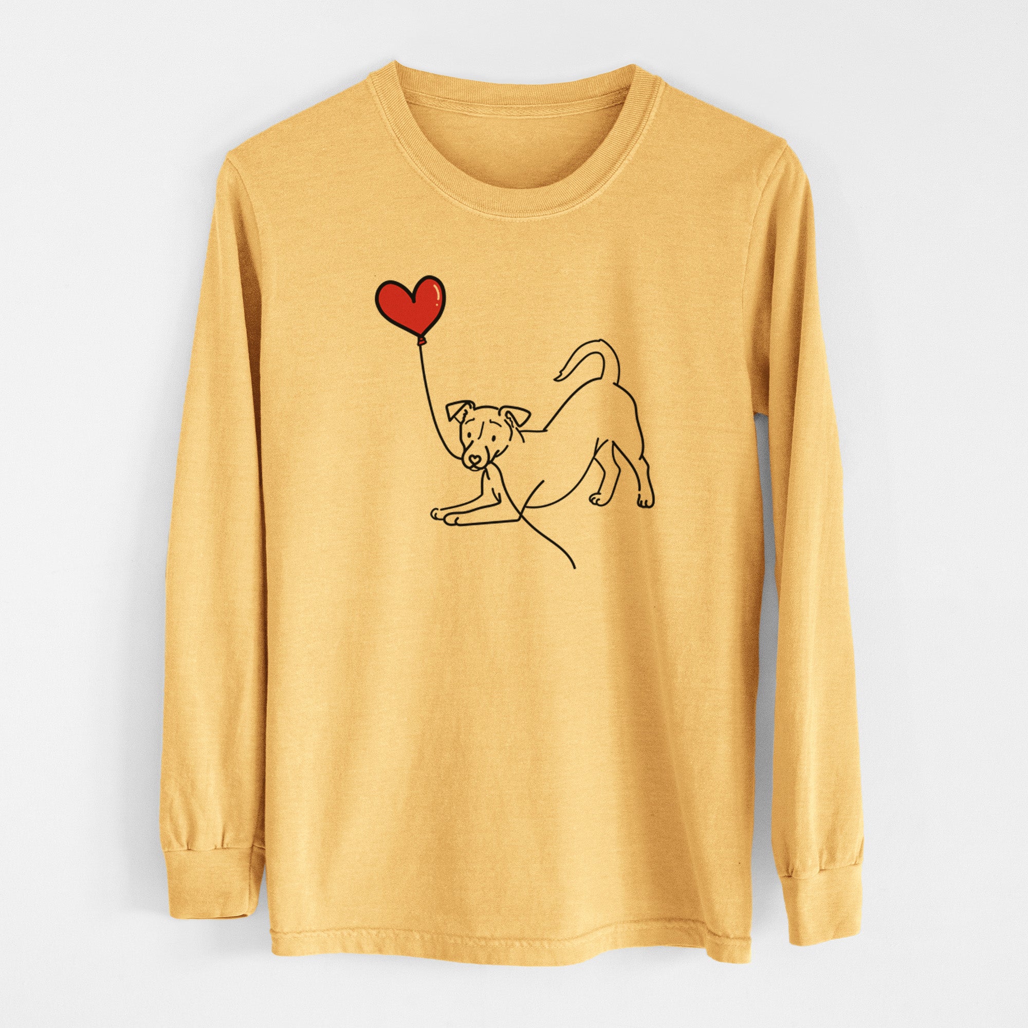 Jack Russell Terrier Heart String - Men's Heavyweight 100% Cotton Long Sleeve