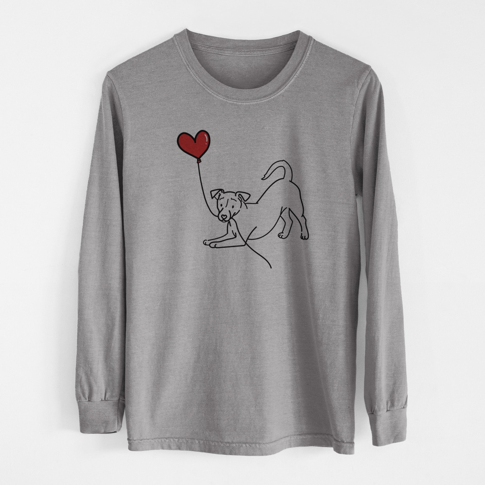 Jack Russell Terrier Heart String - Men's Heavyweight 100% Cotton Long Sleeve