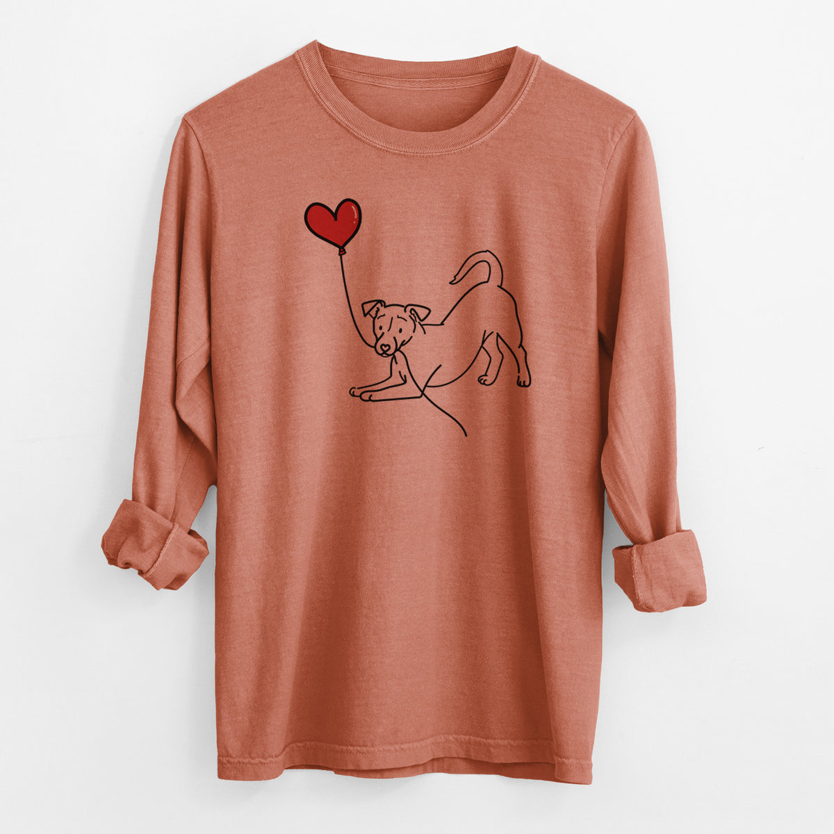 Jack Russell Terrier Heart String - Men's Heavyweight 100% Cotton Long Sleeve