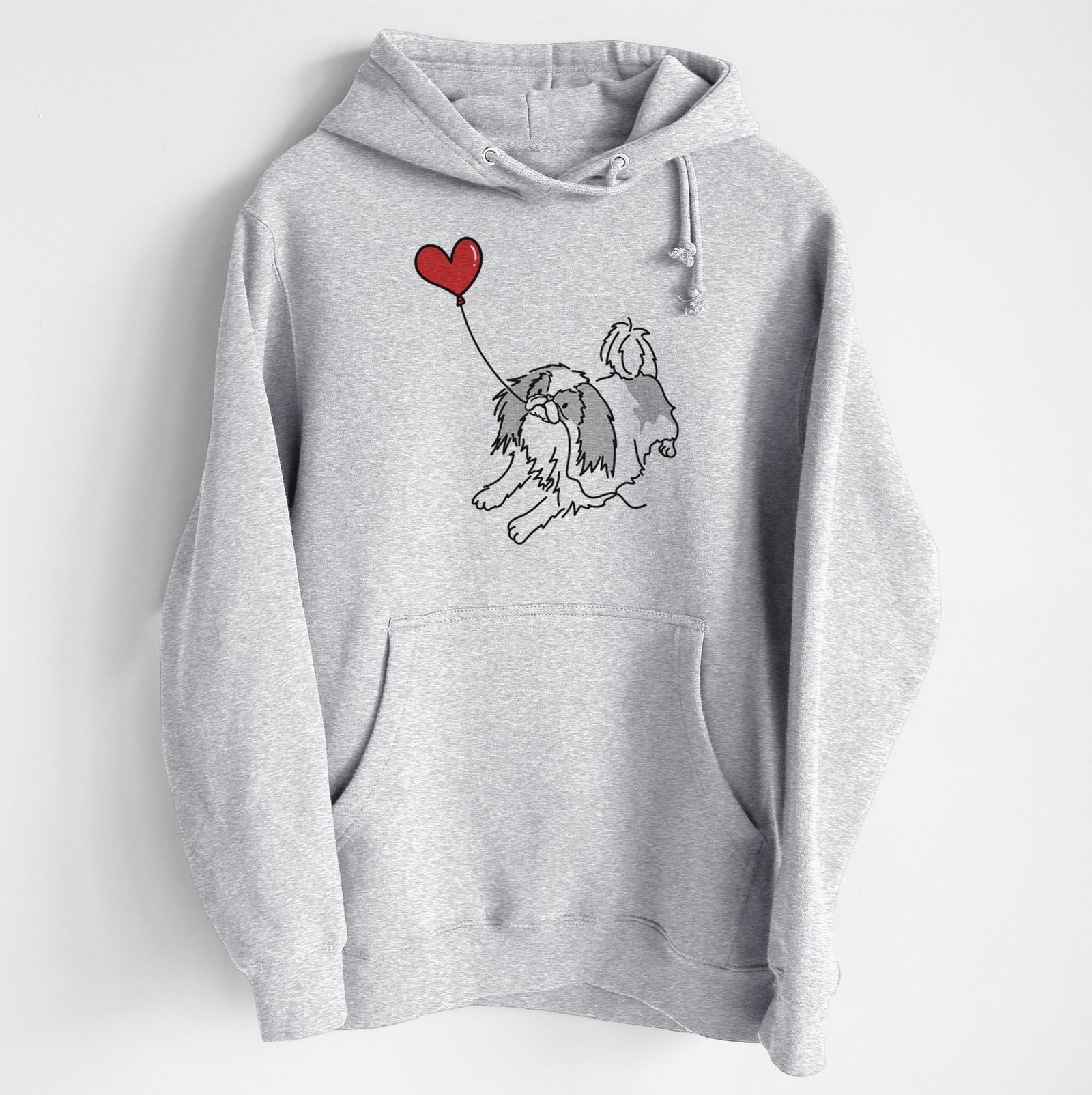 Japanese Chin Heart String - Heavyweight Fleece Hoodie
