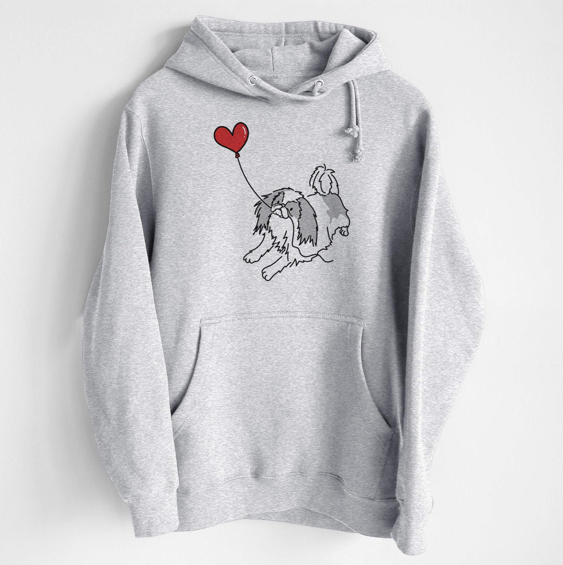 Japanese Chin Heart String - Heavyweight Fleece Hoodie