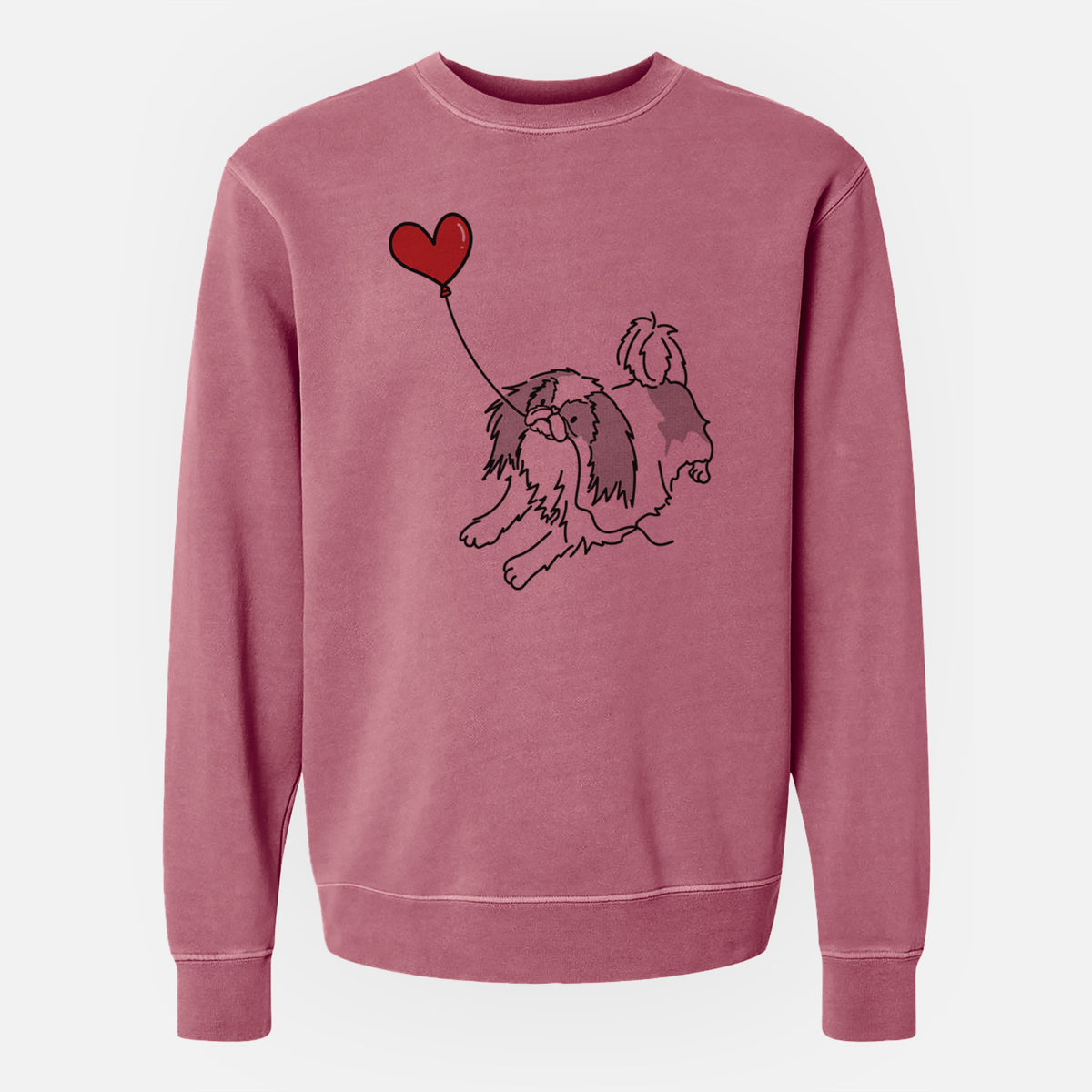 Japanese Chin Heart String - Unisex Pigment Dyed Crew Sweatshirt