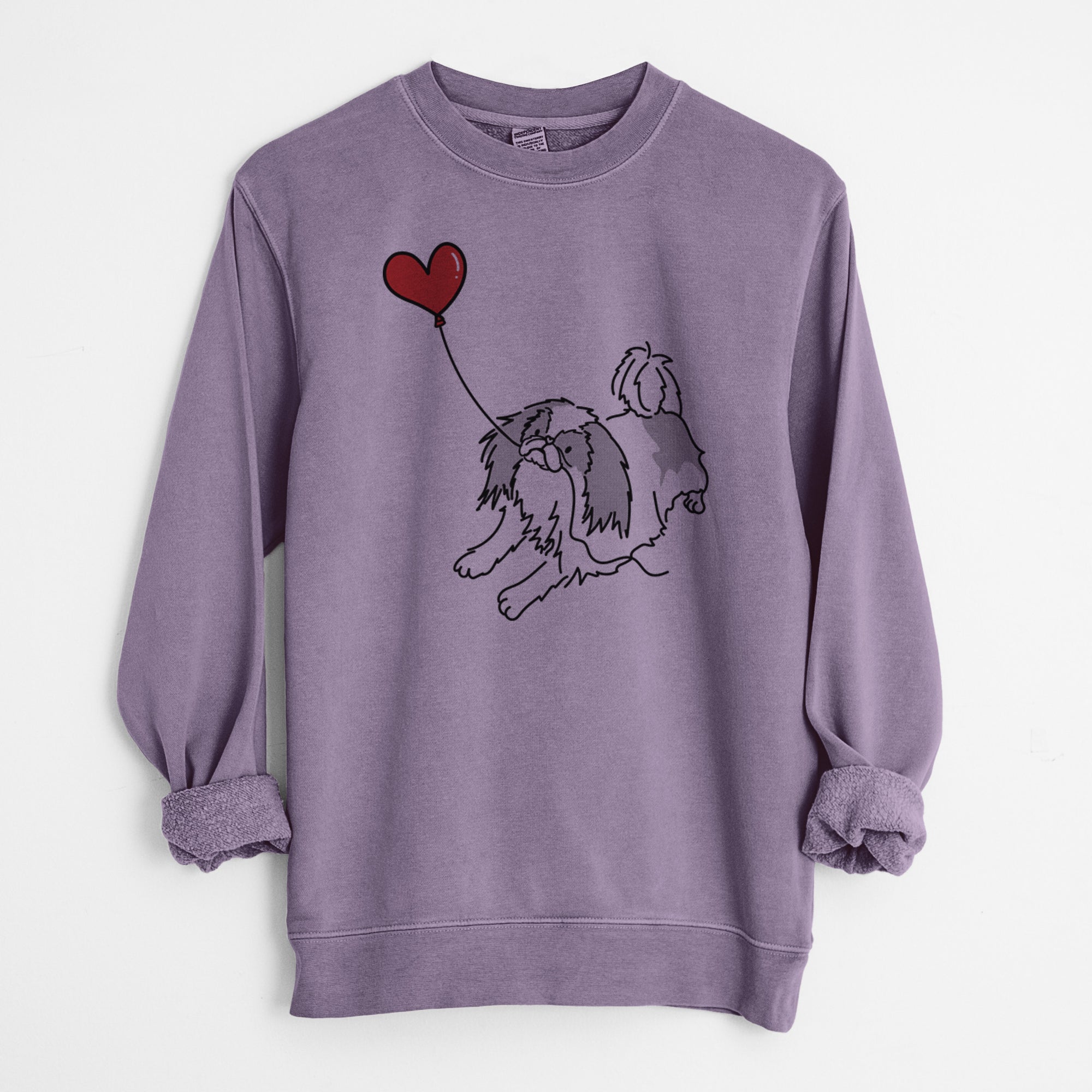 Japanese Chin Heart String - Unisex Pigment Dyed Crew Sweatshirt