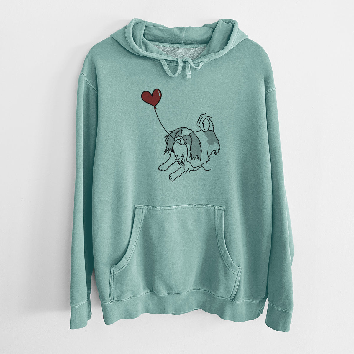 Japanese Chin Heart String - Unisex Pigment Dyed Hoodie