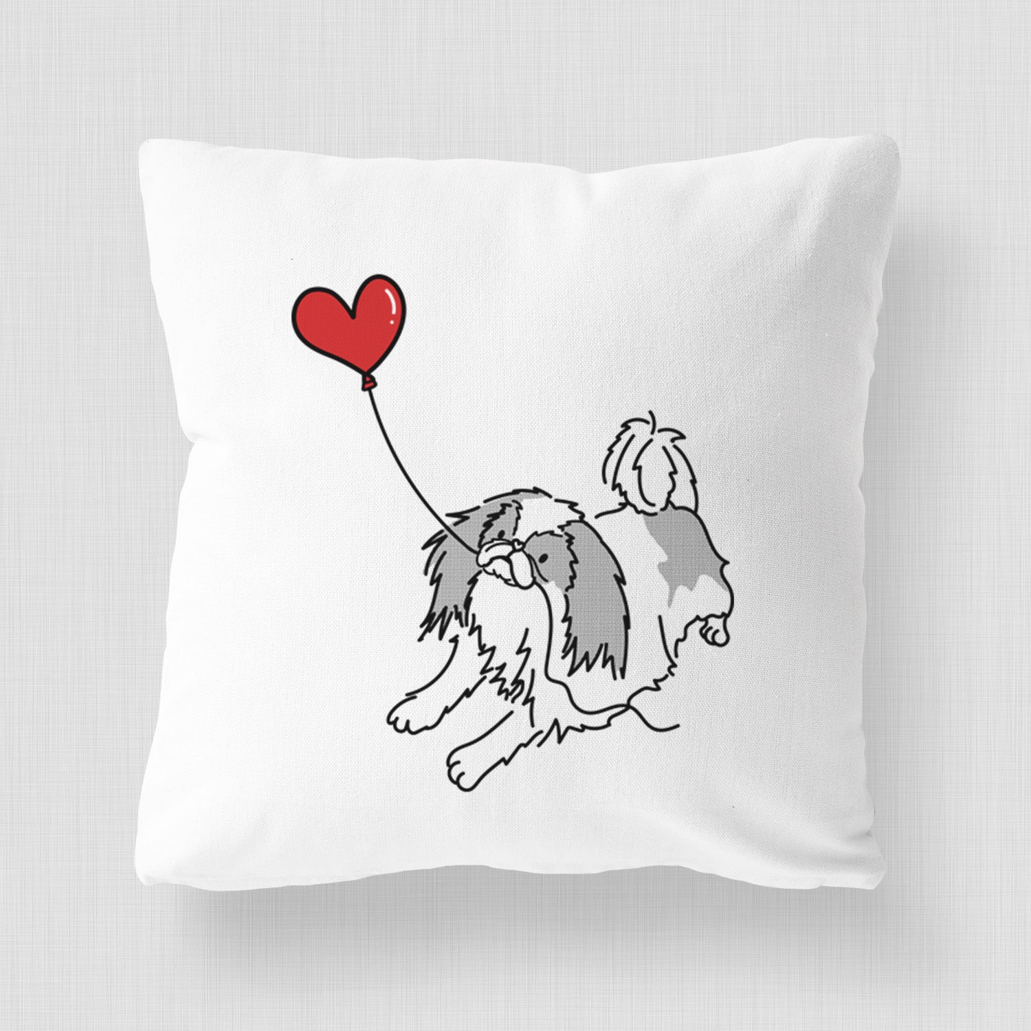 Japanese Chin Heart String - Throw Pillow Cover