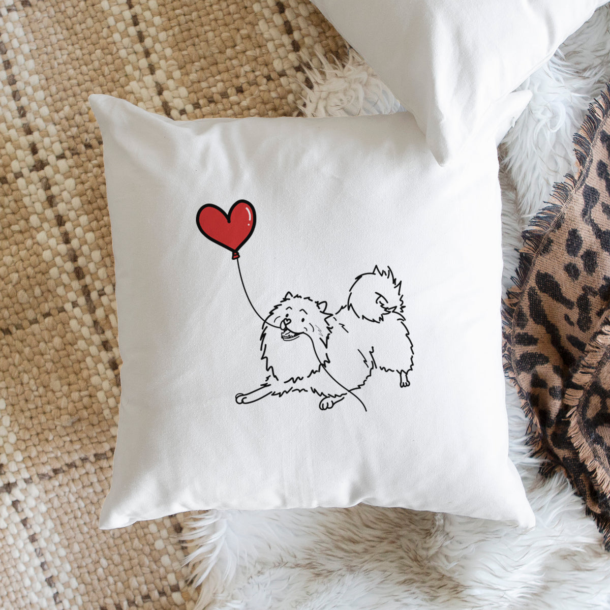 Keeshond Heart String - Throw Pillow Cover