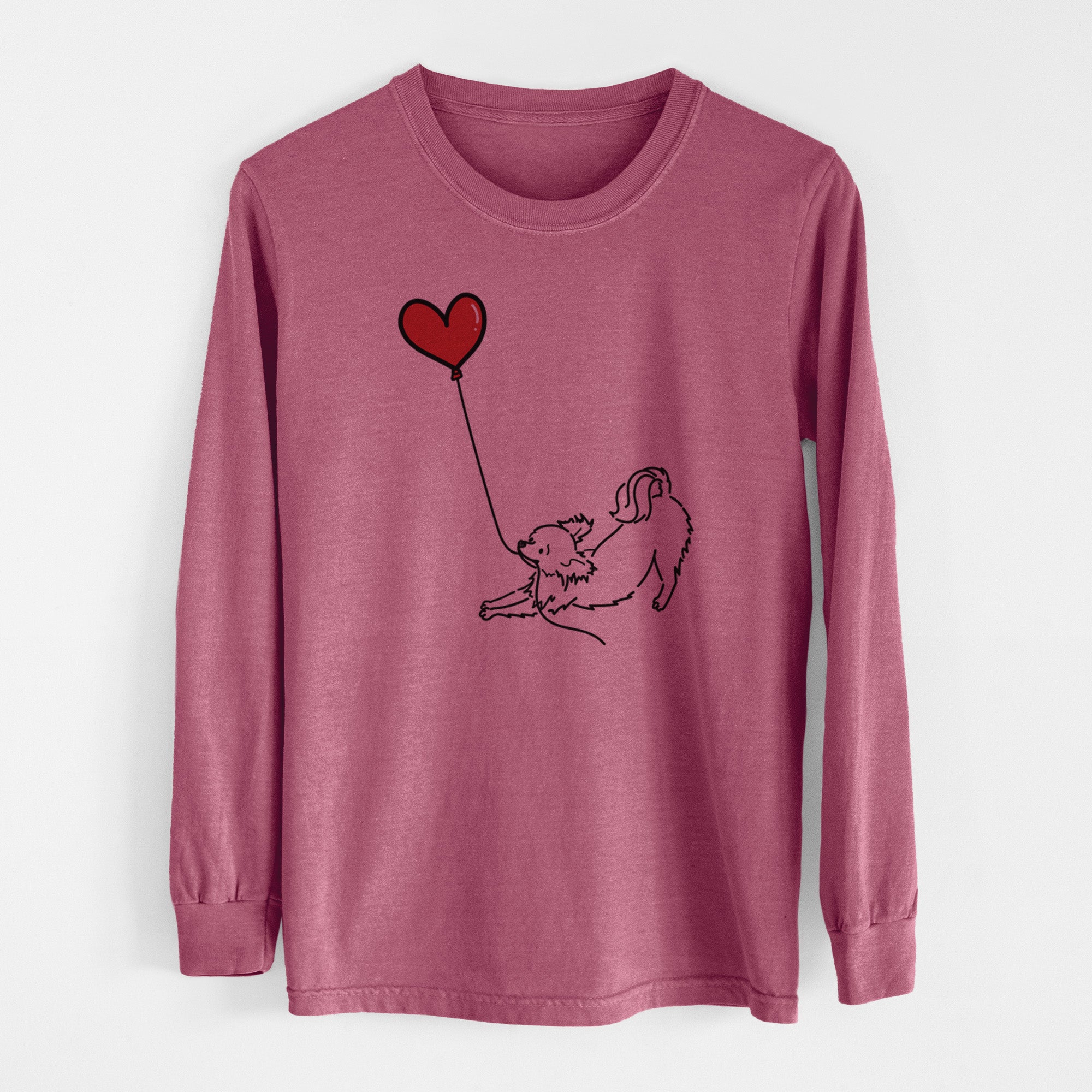 Long Haired Chihuahua Heart String - Men's Heavyweight 100% Cotton Long Sleeve