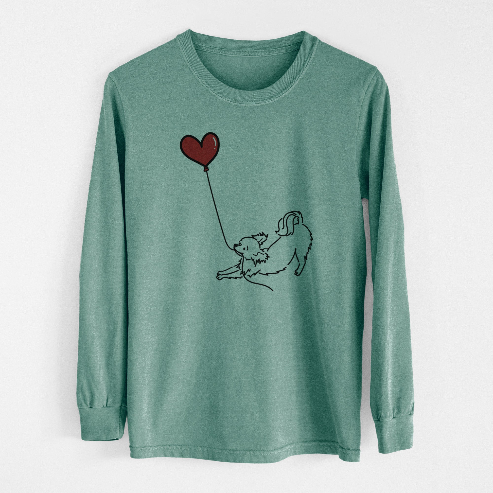 Long Haired Chihuahua Heart String - Men's Heavyweight 100% Cotton Long Sleeve