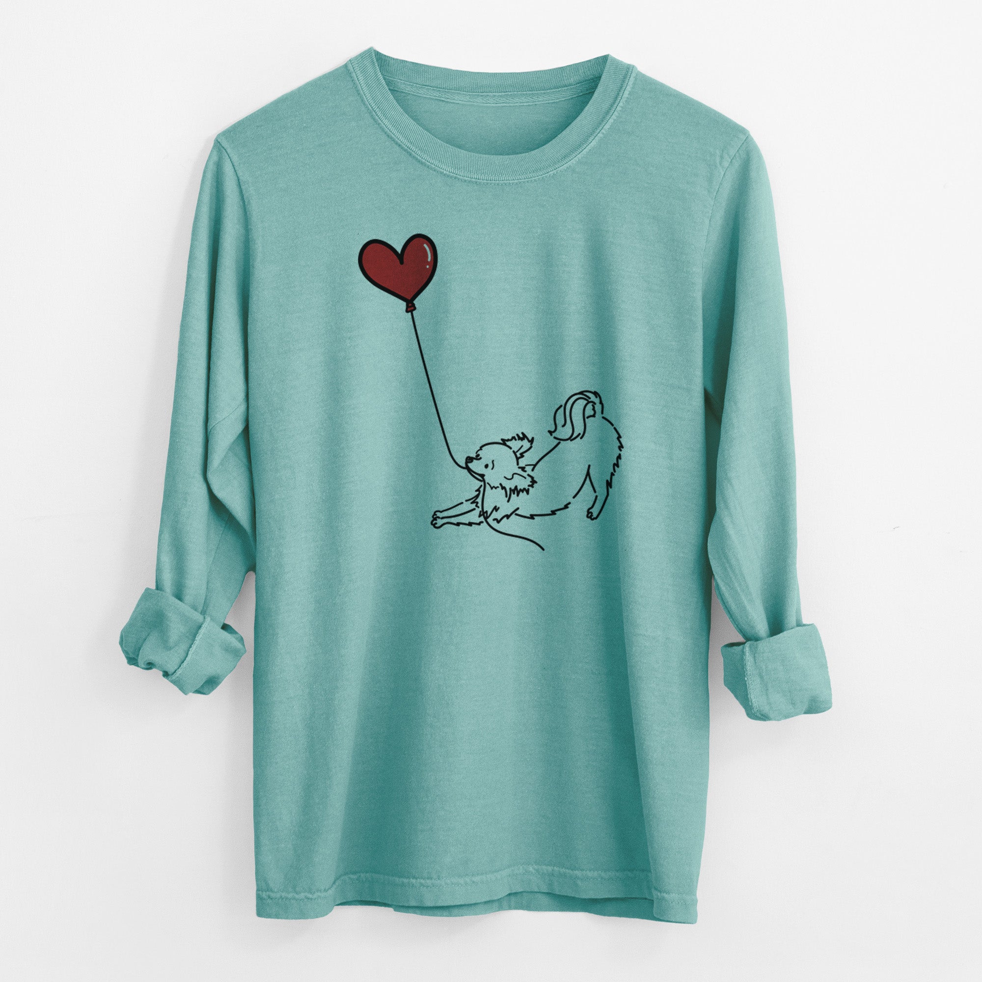 Long Haired Chihuahua Heart String - Men's Heavyweight 100% Cotton Long Sleeve