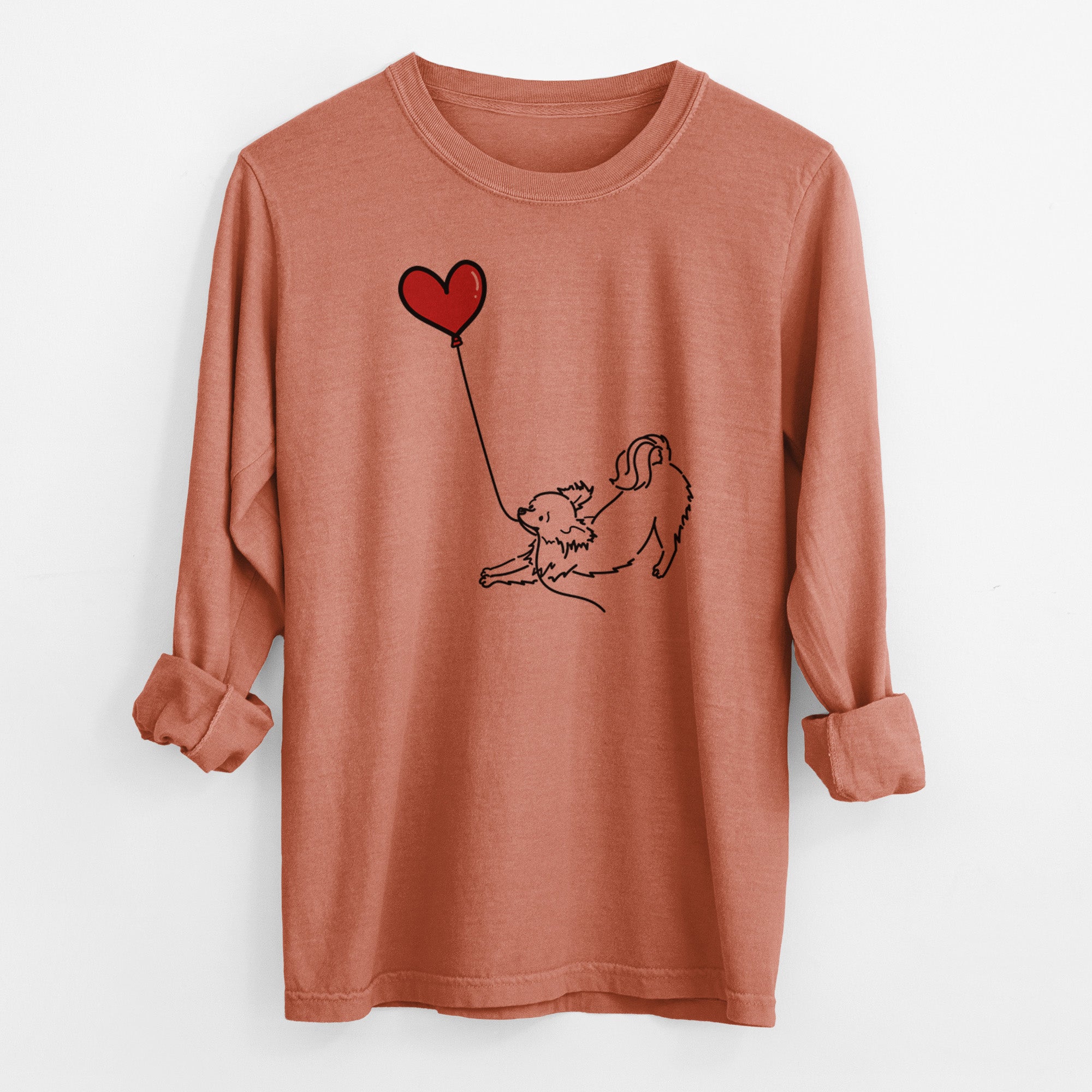 Long Haired Chihuahua Heart String - Men's Heavyweight 100% Cotton Long Sleeve