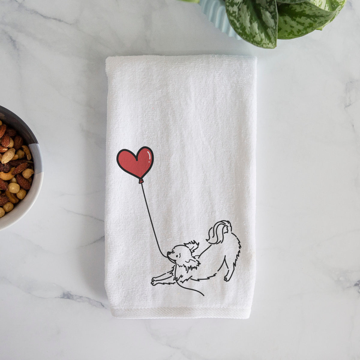 Long Haired Chihuahua Heart String -  Decorative Hand Towel