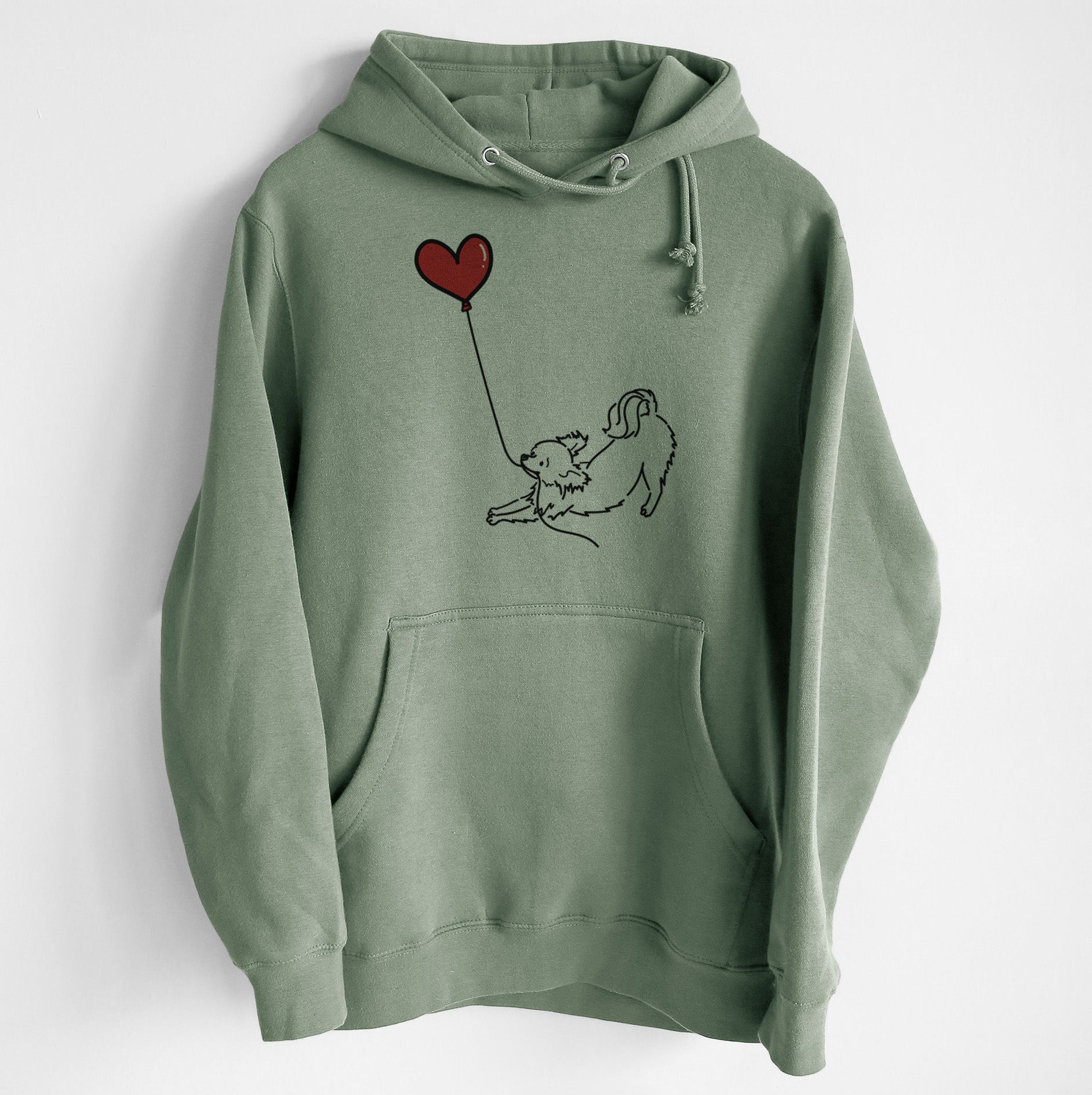 Long Haired Chihuahua Heart String - Heavyweight Fleece Hoodie