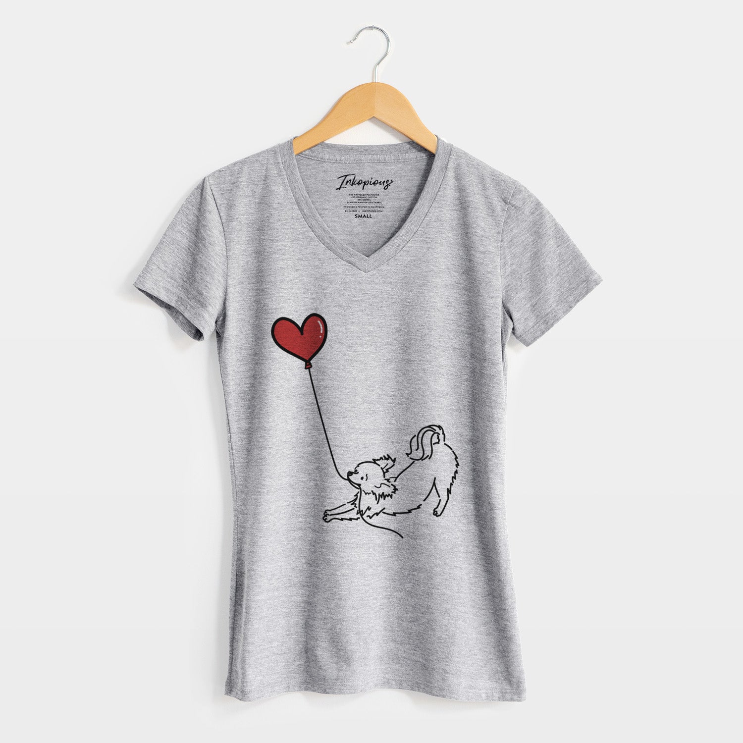 Long Haired Chihuahua Heart String - Women's Perfect V-neck Shirt