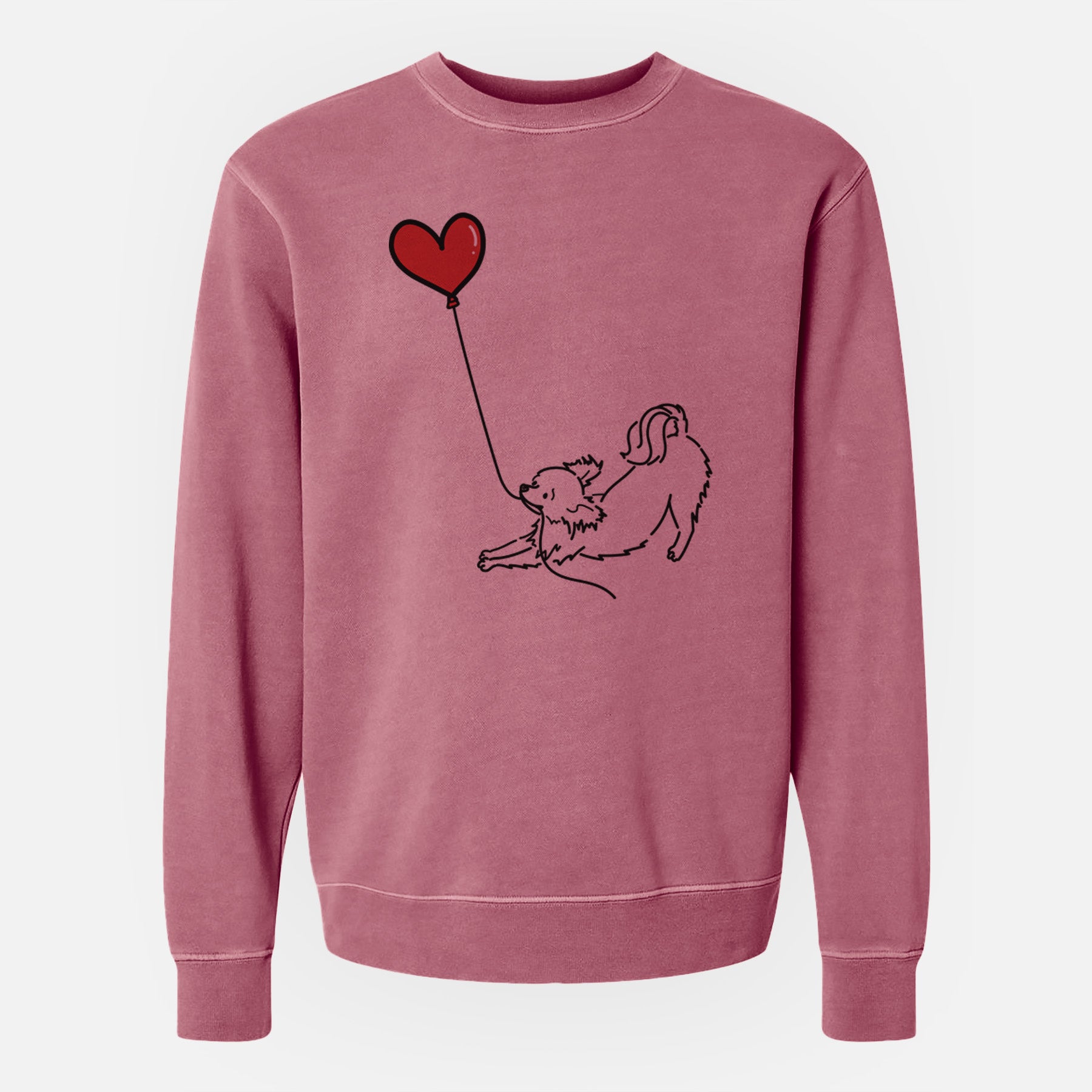 Long Haired Chihuahua Heart String - Unisex Pigment Dyed Crew Sweatshirt