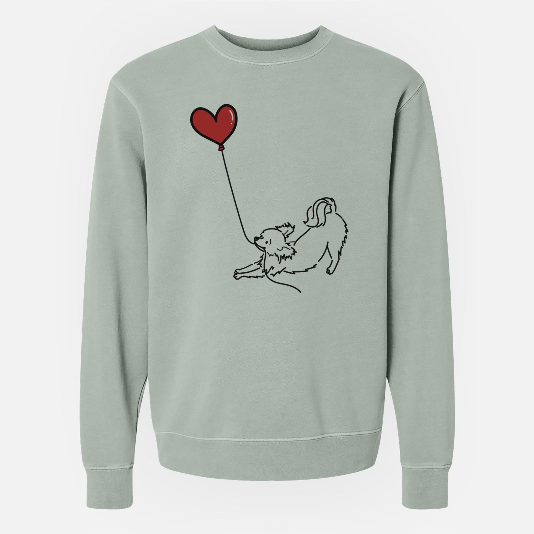 Long Haired Chihuahua Heart String - Unisex Pigment Dyed Crew Sweatshirt