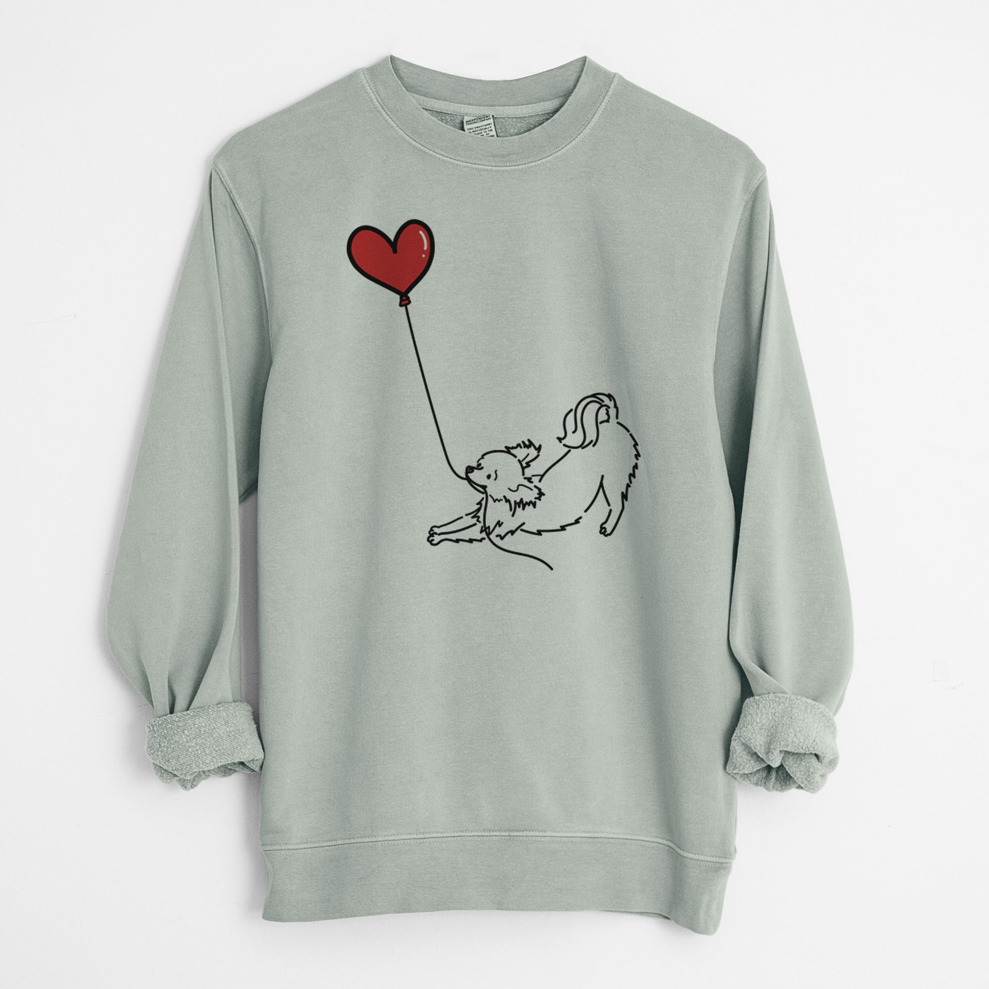 Long Haired Chihuahua Heart String - Unisex Pigment Dyed Crew Sweatshirt