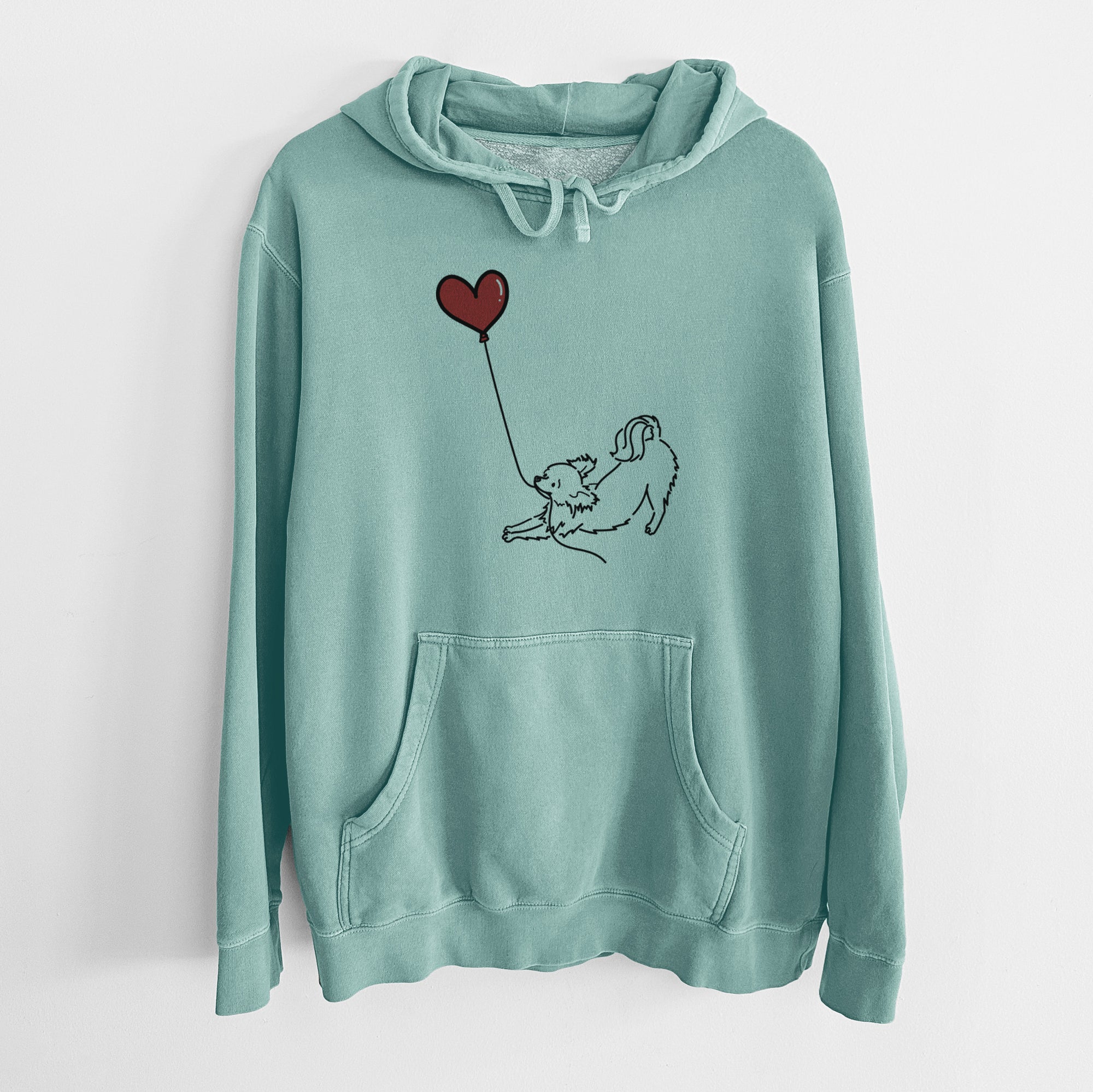 Long Haired Chihuahua Heart String - Unisex Pigment Dyed Hoodie