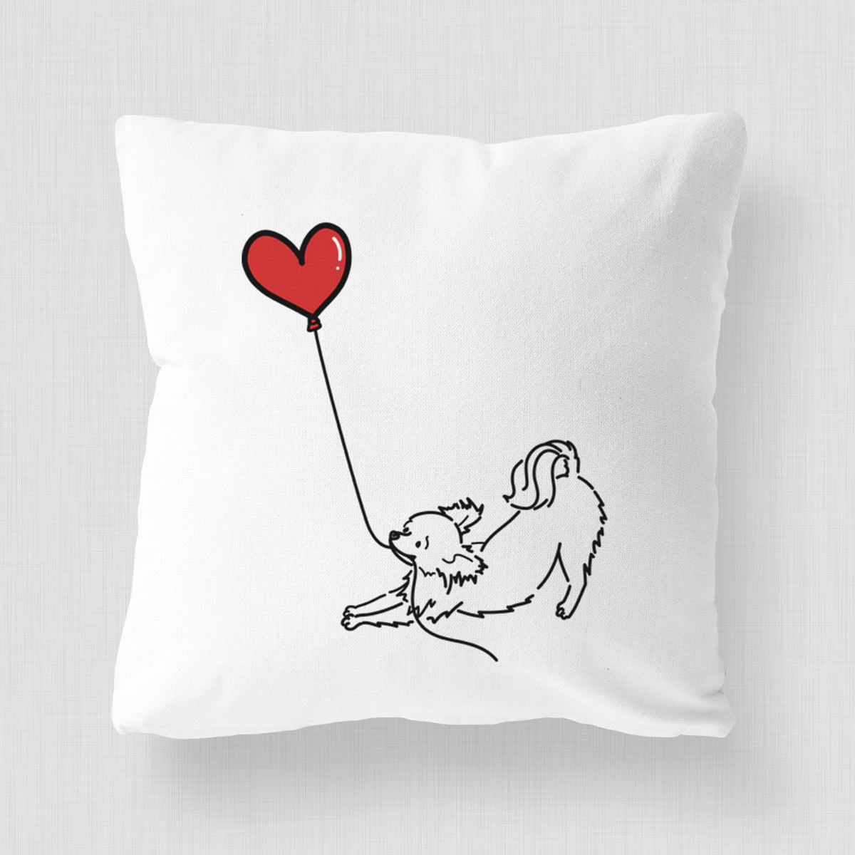 Long Haired Chihuahua Heart String - Throw Pillow Cover