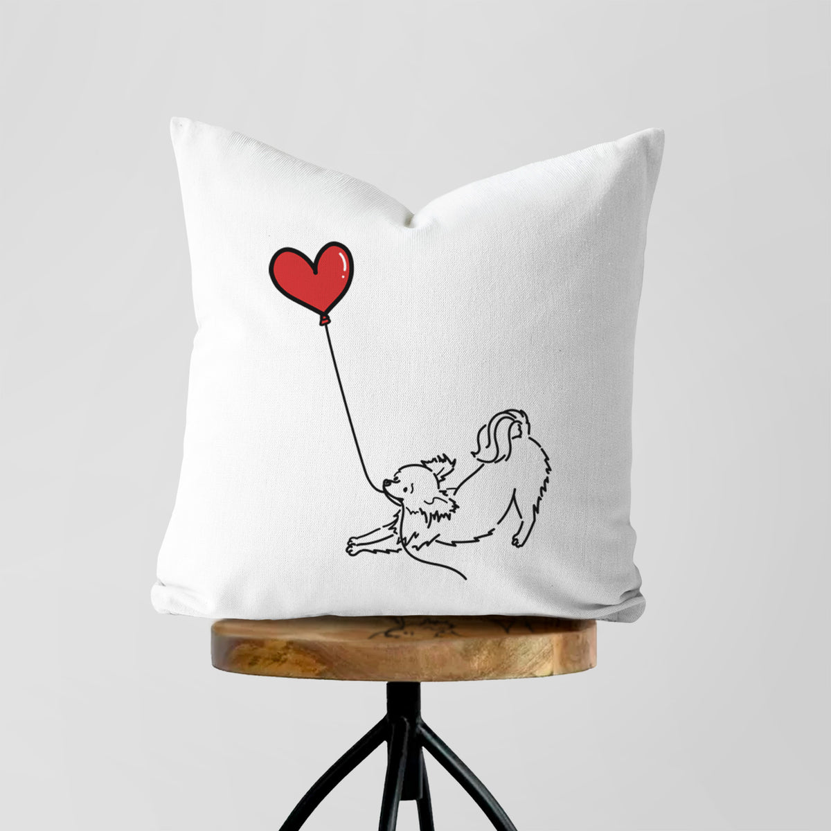 Long Haired Chihuahua Heart String - Throw Pillow Cover