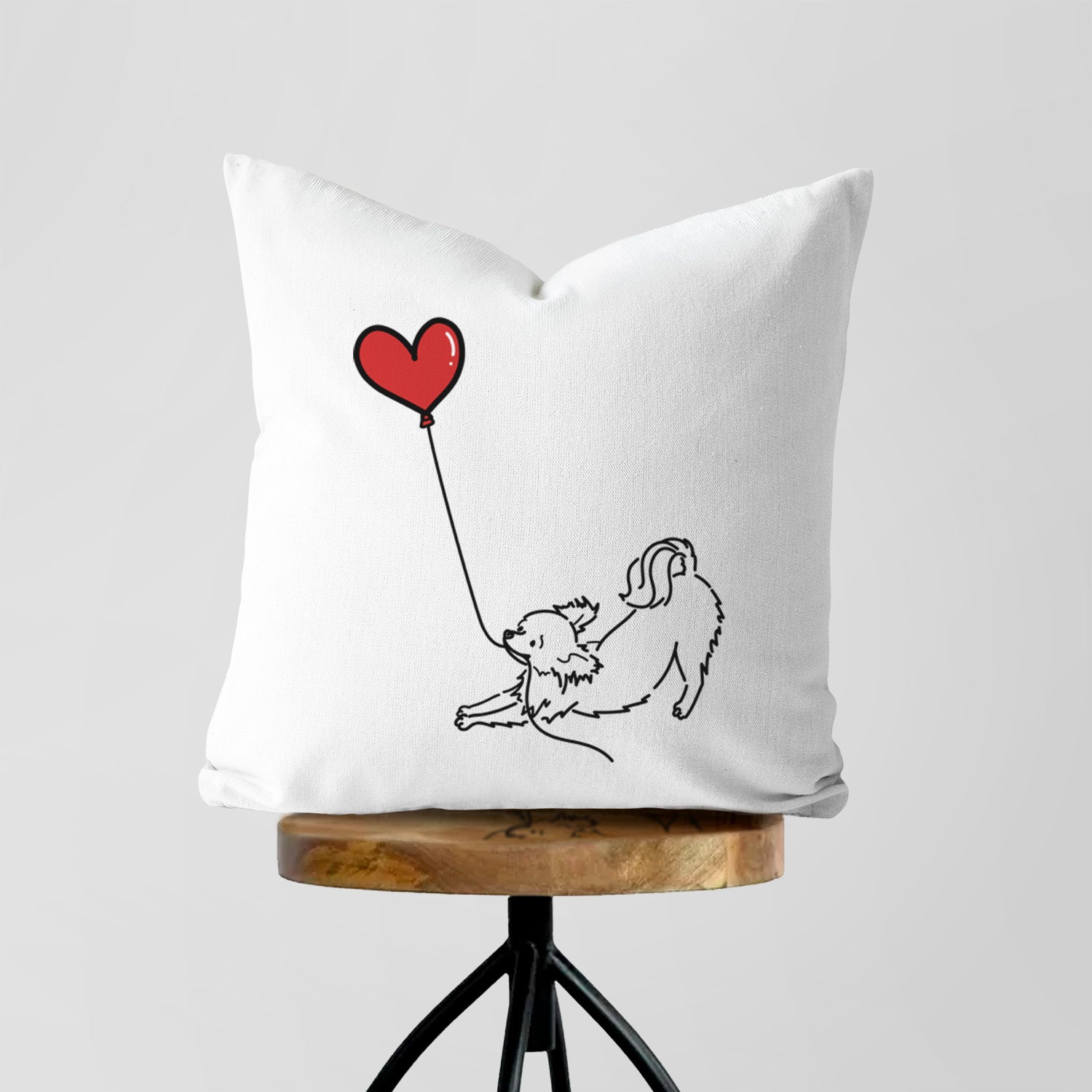 Long Haired Chihuahua Heart String - Throw Pillow Cover