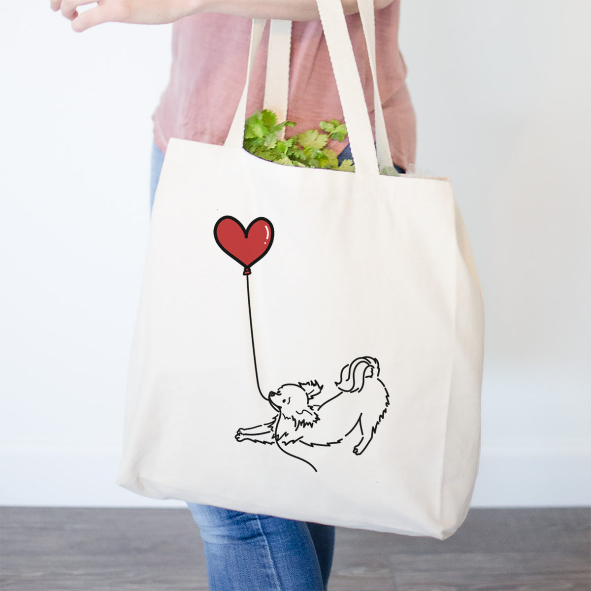 Long Haired Chihuahua Heart String- Tote Bag