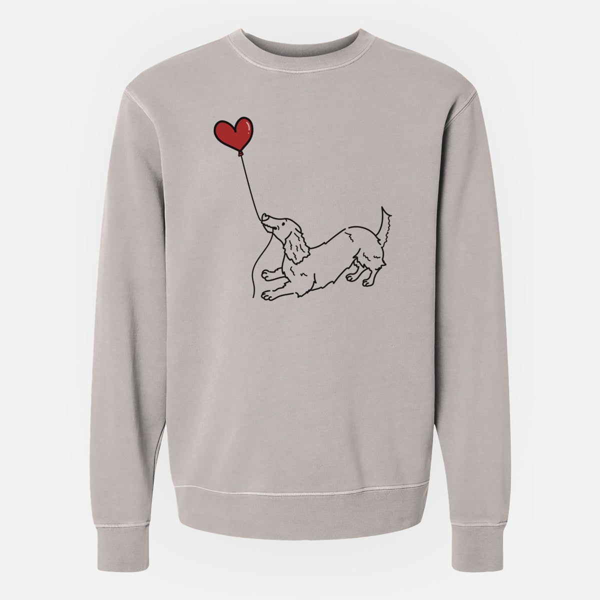Long Haired Dachshund Heart String - Unisex Pigment Dyed Crew Sweatshirt