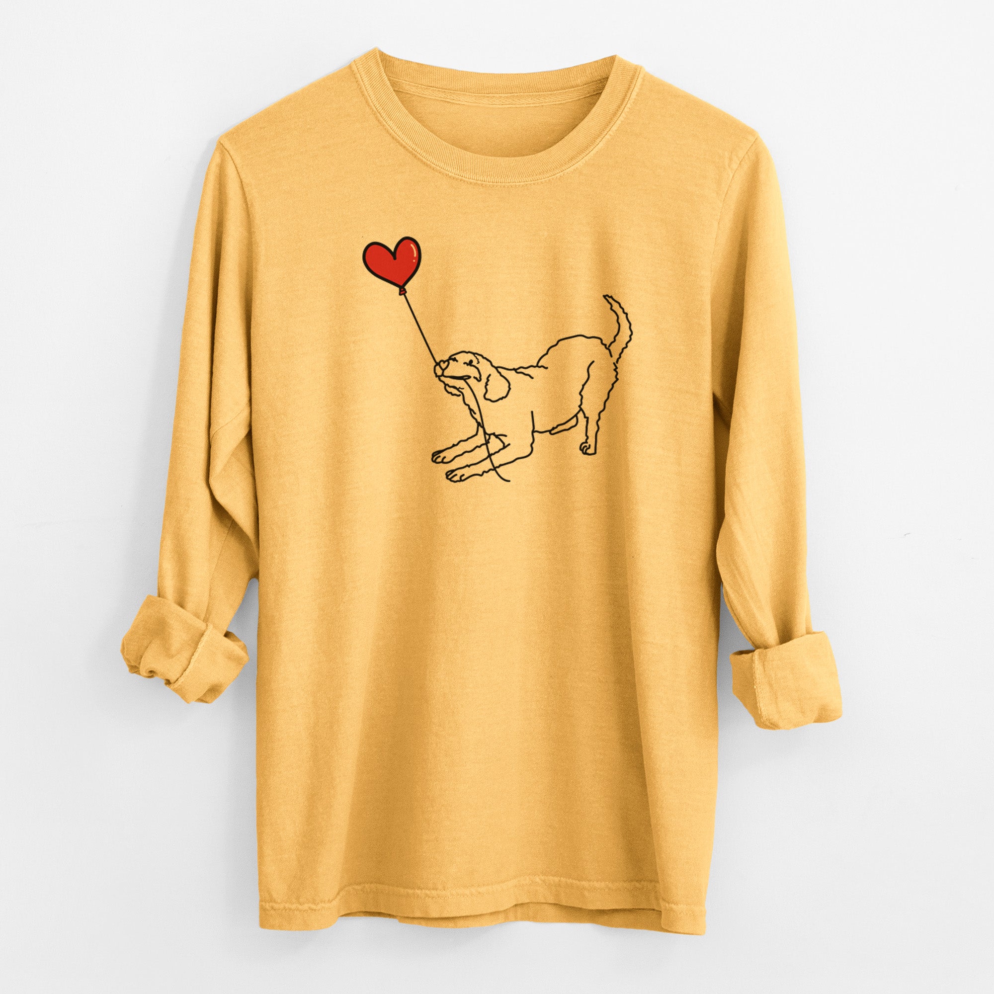 Labradoodle Heart String - Men's Heavyweight 100% Cotton Long Sleeve