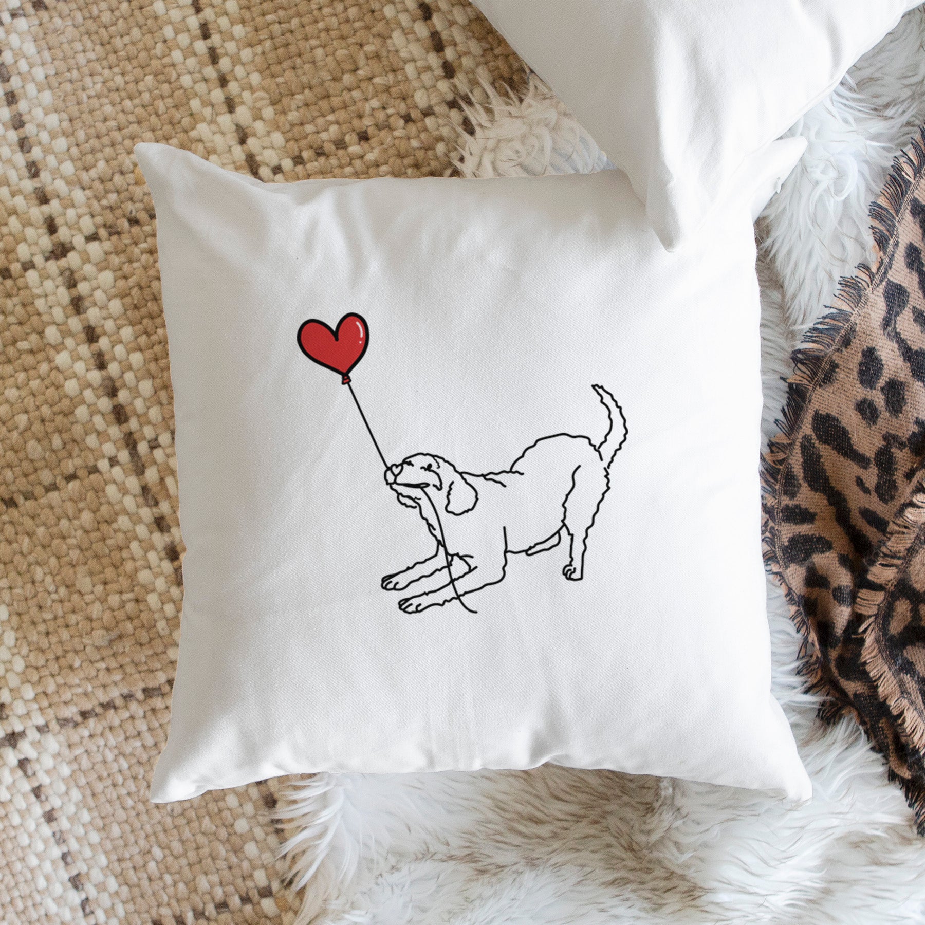 Labradoodle Heart String - Throw Pillow Cover