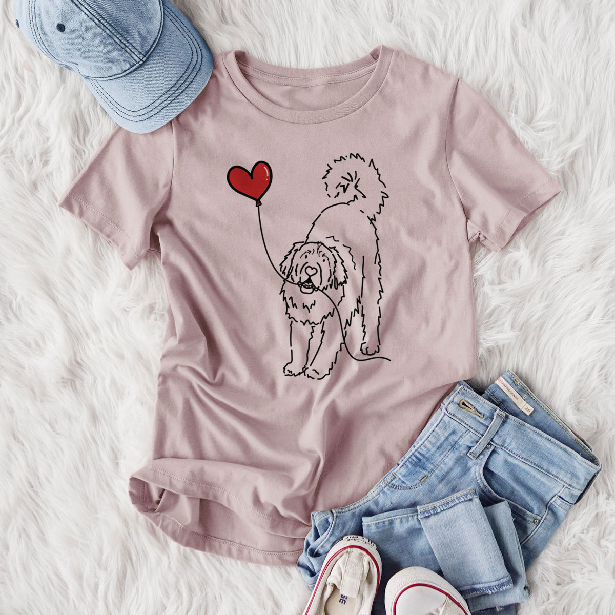 Leonberger Heart String- Women's Lightweight Relaxed Fit 100% Cotton Crewneck