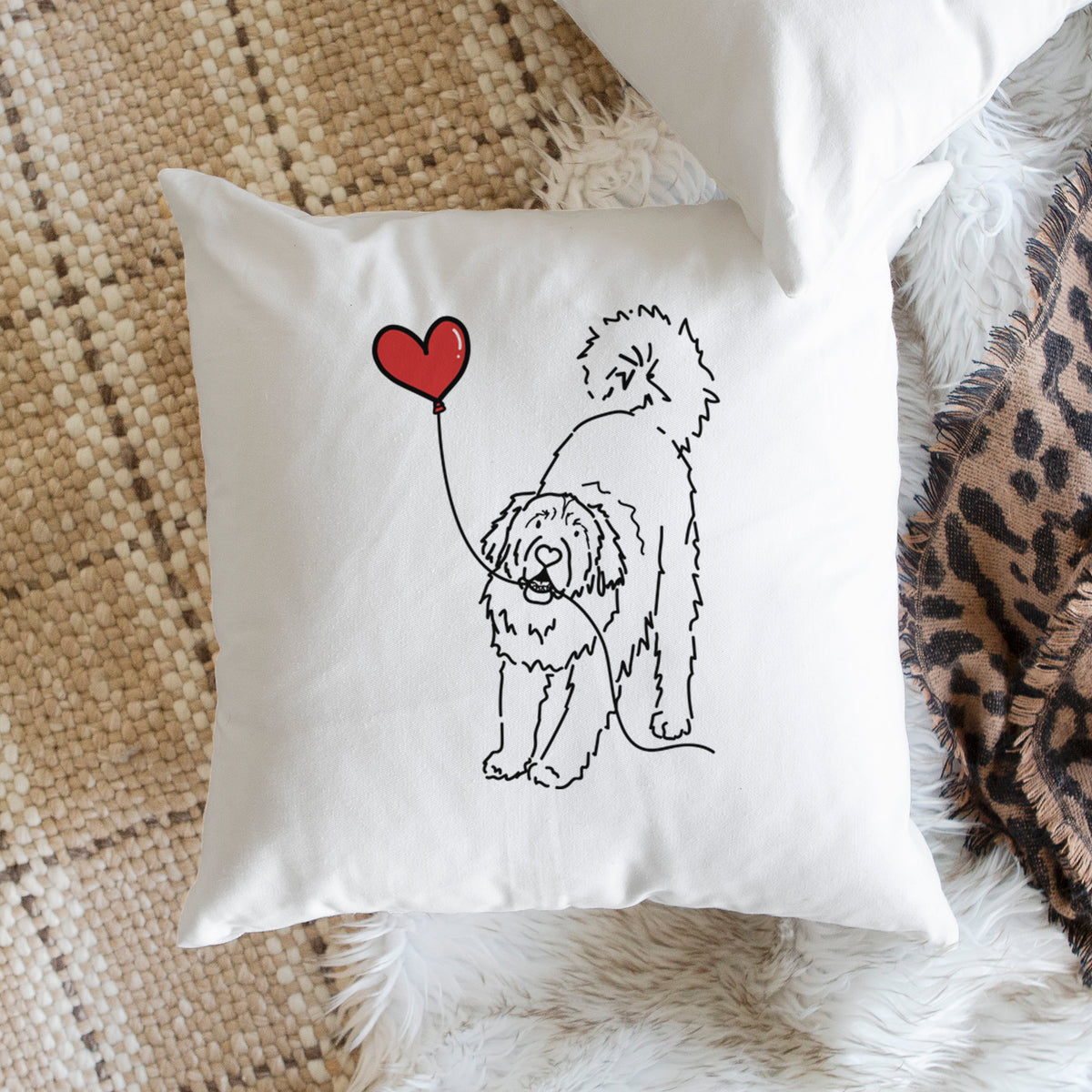 Leonberger Heart String - Throw Pillow Cover