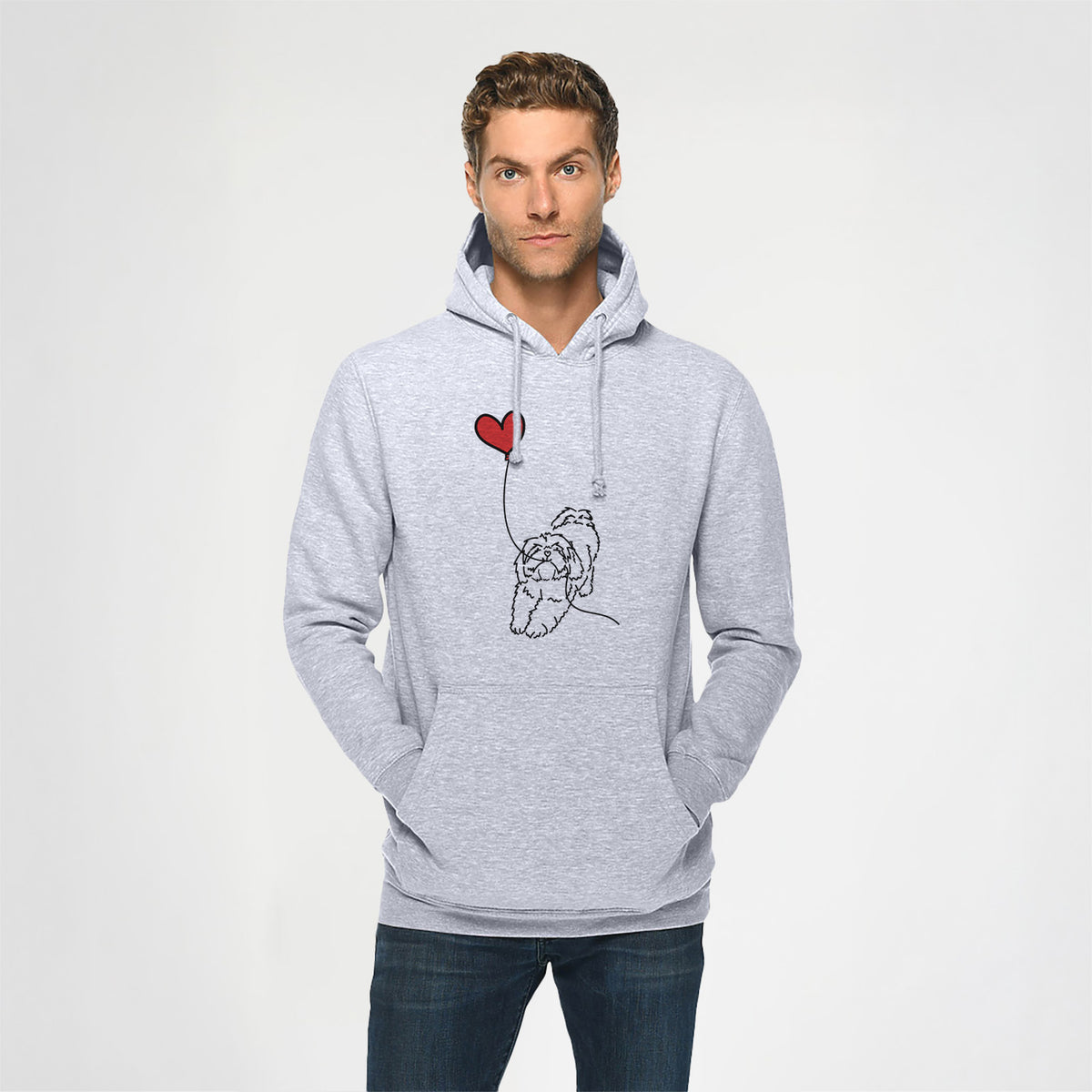 Lhasa Apso Heart String - Heavyweight Fleece Hoodie