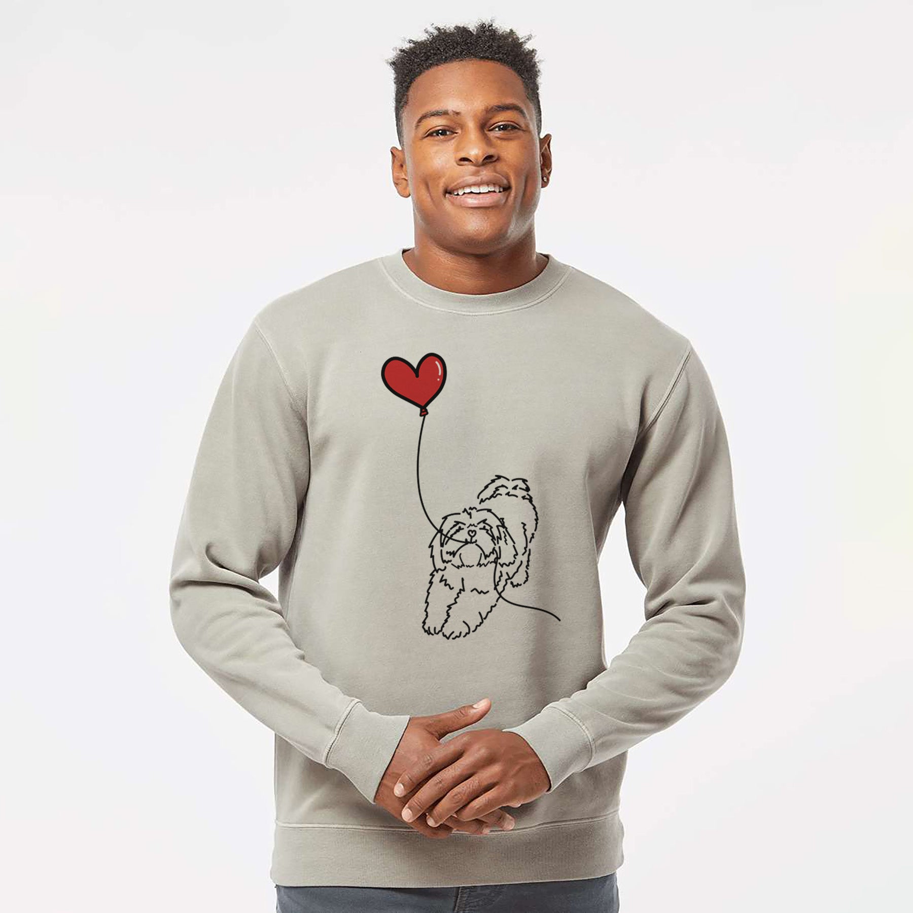 Lhasa Apso Heart String - Unisex Pigment Dyed Crew Sweatshirt