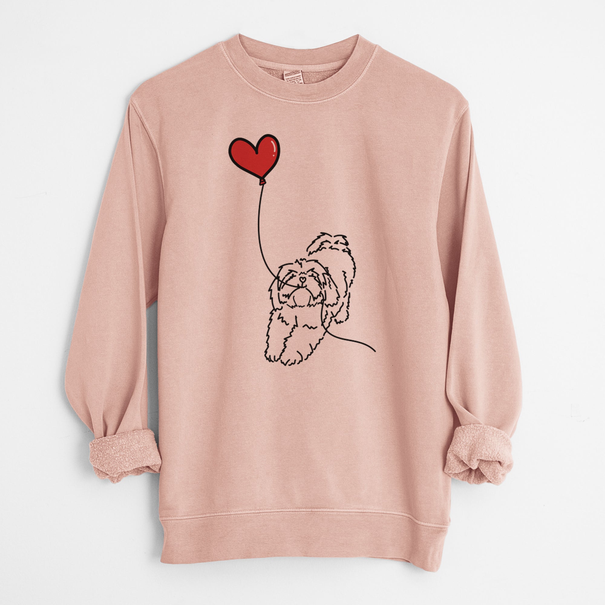 Lhasa Apso Heart String - Unisex Pigment Dyed Crew Sweatshirt