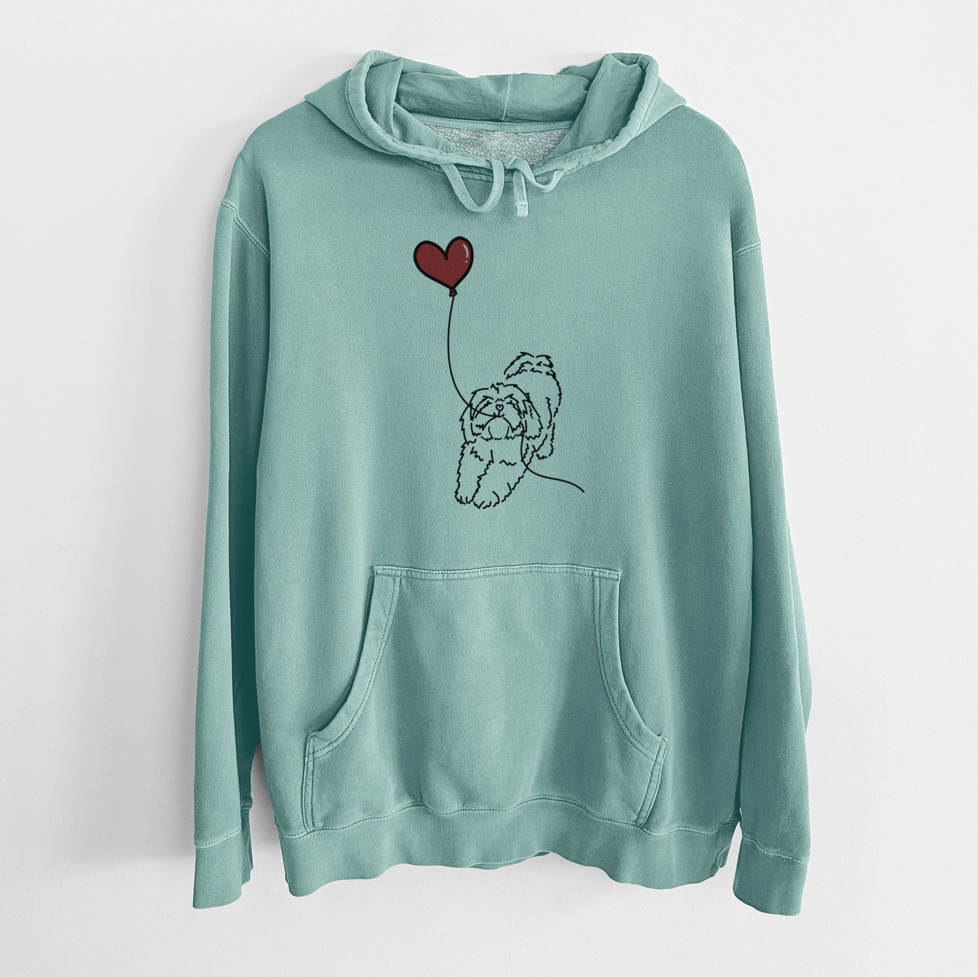 Lhasa Apso Heart String - Unisex Pigment Dyed Hoodie