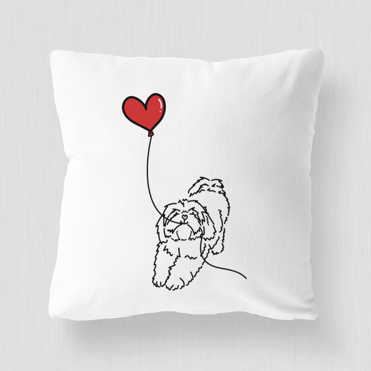 Lhasa Apso Heart String - Throw Pillow Cover