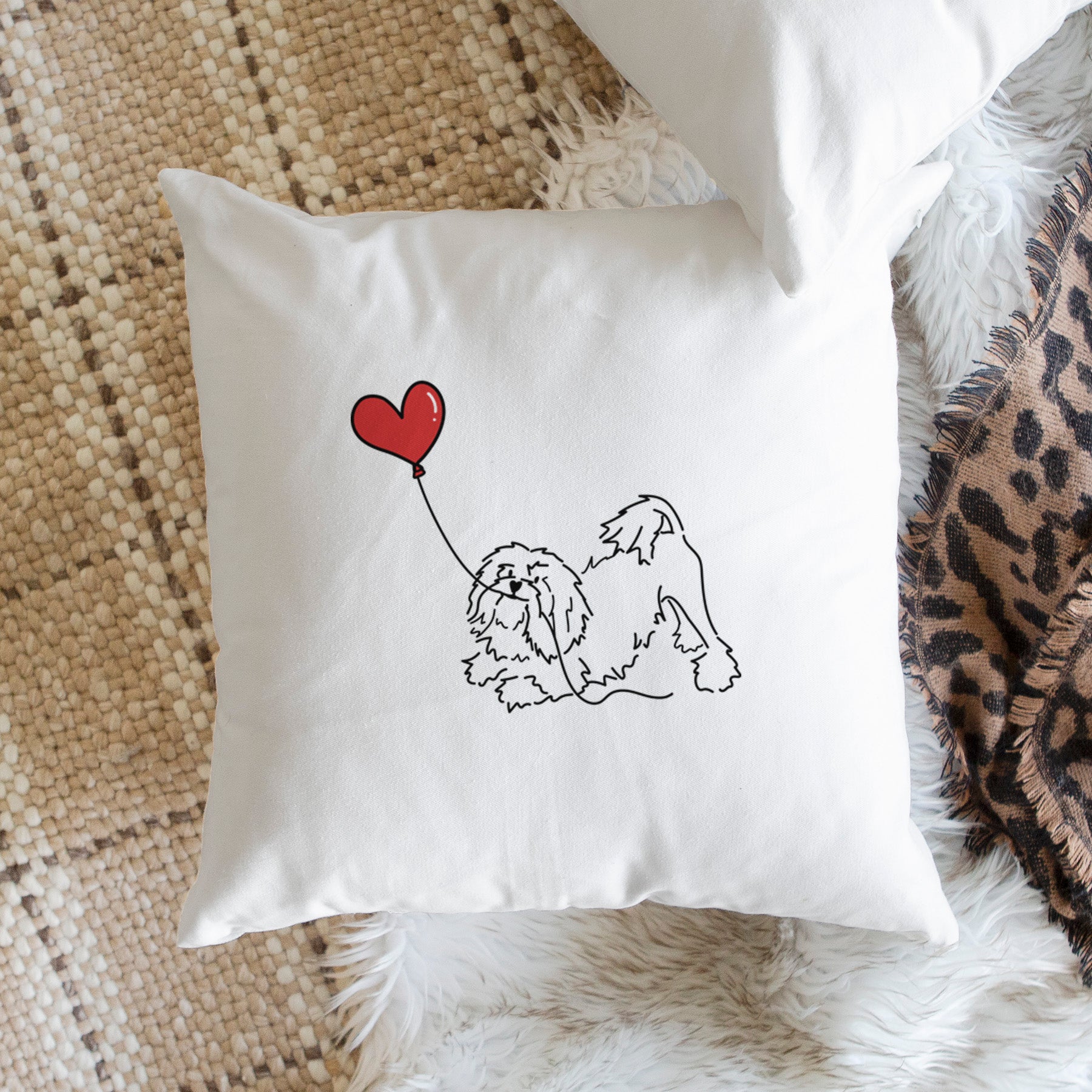 Lowchen Heart String - Throw Pillow Cover