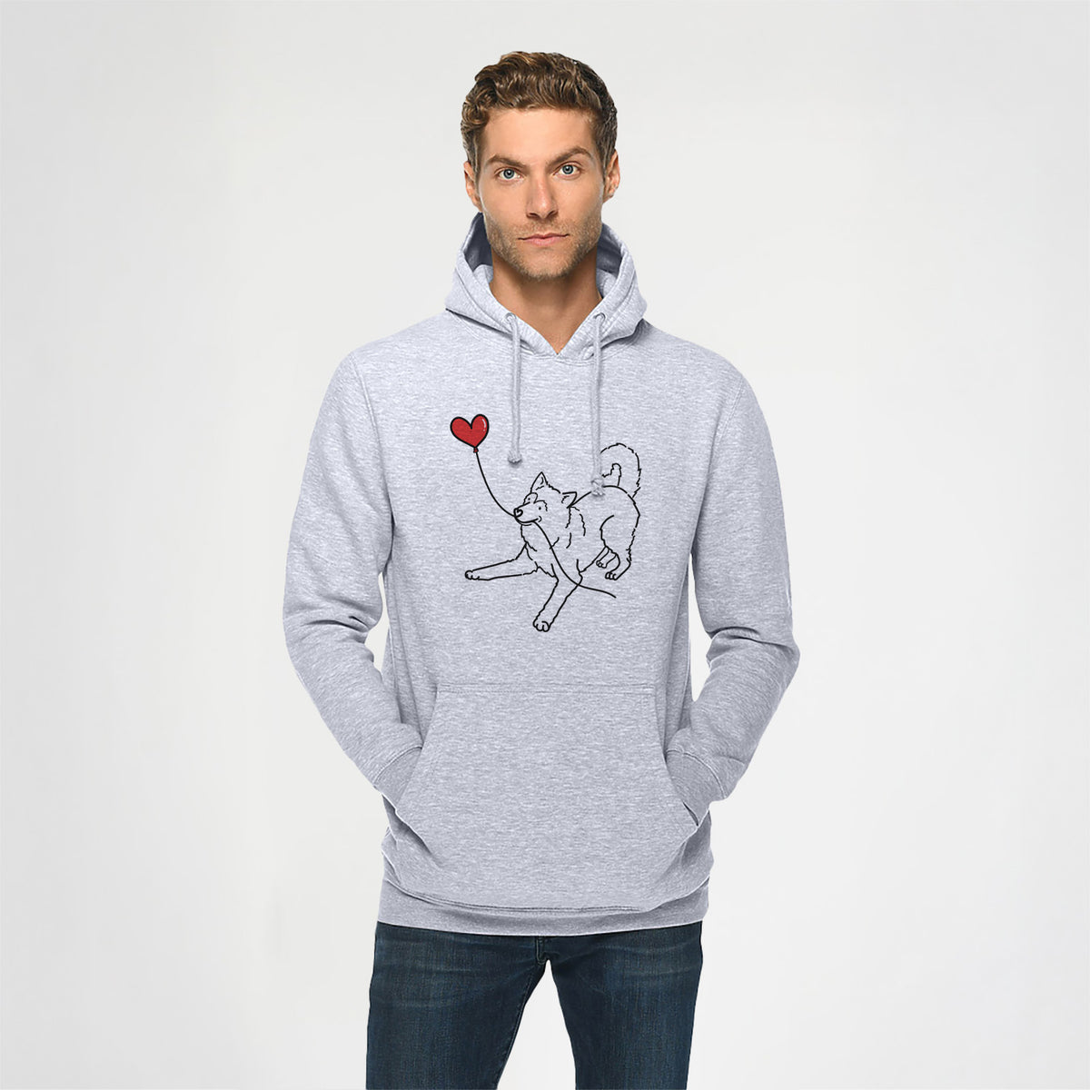 Alaskan Malamute Heart String - Heavyweight Fleece Hoodie