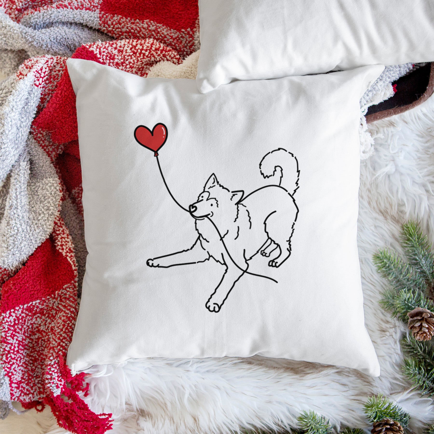 Alaskan Malamute Heart String - Throw Pillow Cover