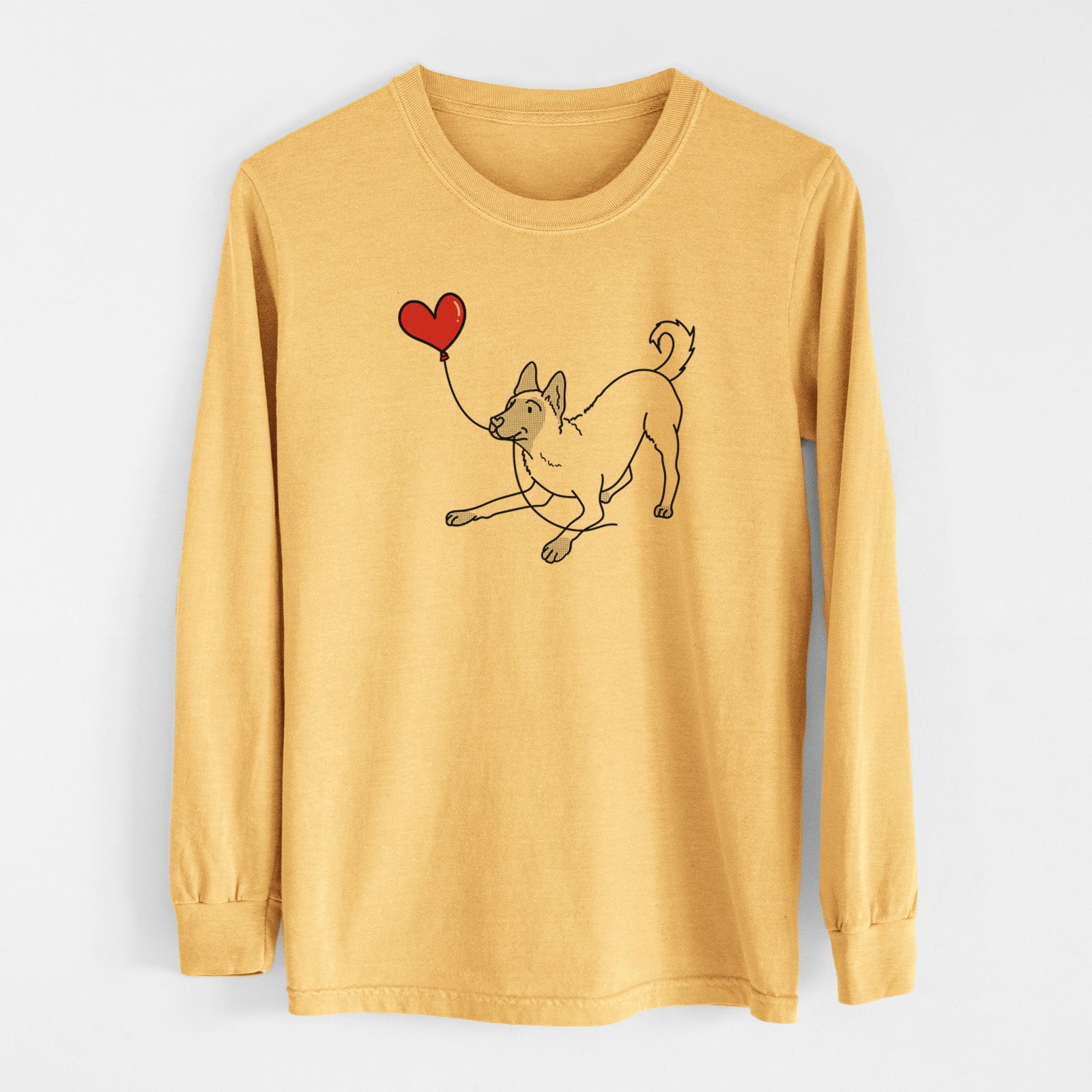 Belgian Malinois Heart String - Men's Heavyweight 100% Cotton Long Sleeve