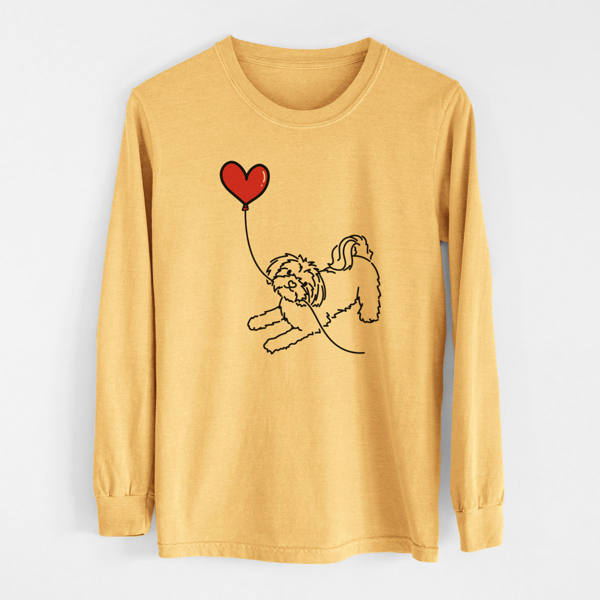 Maltese Heart String - Men&#39;s Heavyweight 100% Cotton Long Sleeve