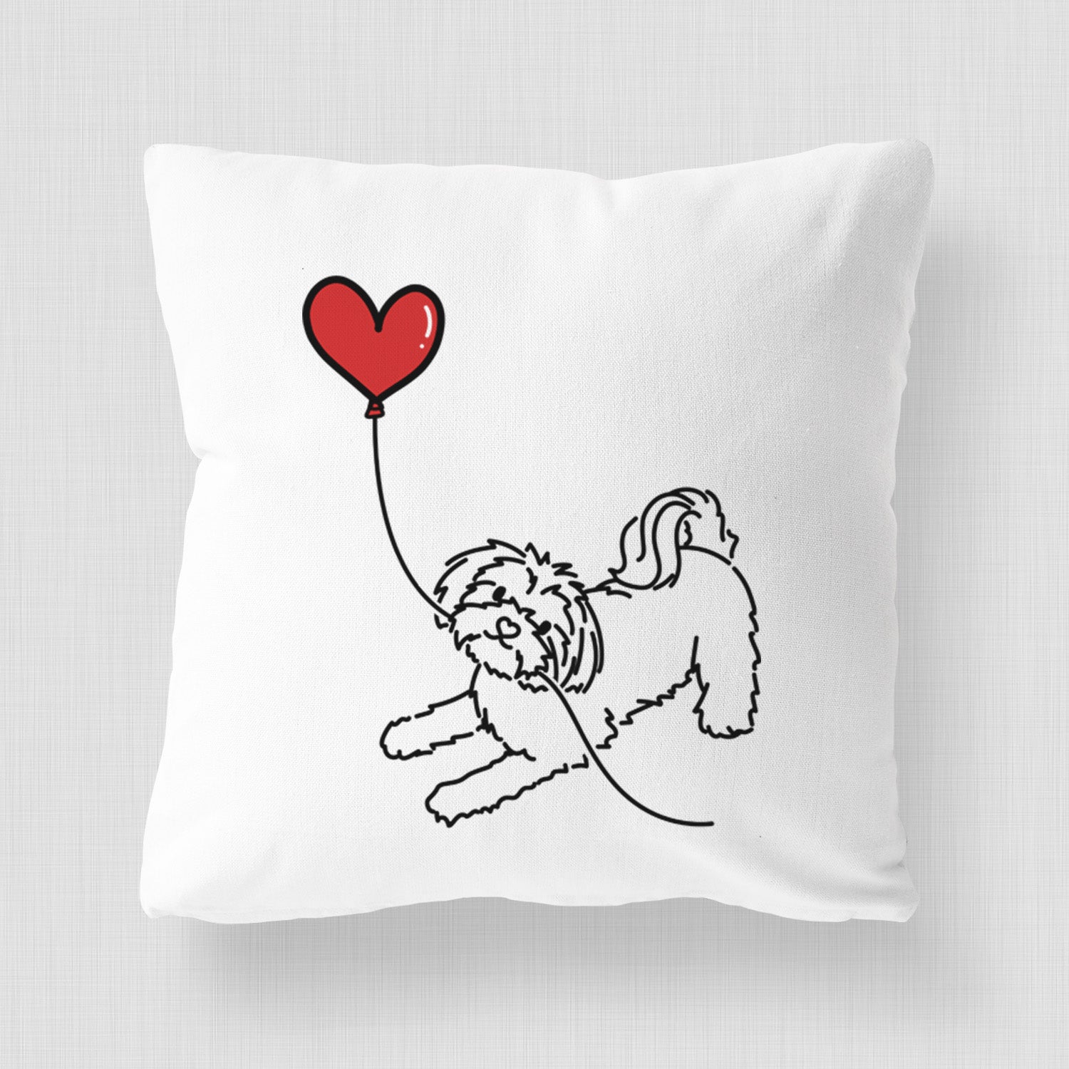 Maltese Heart String - Throw Pillow Cover